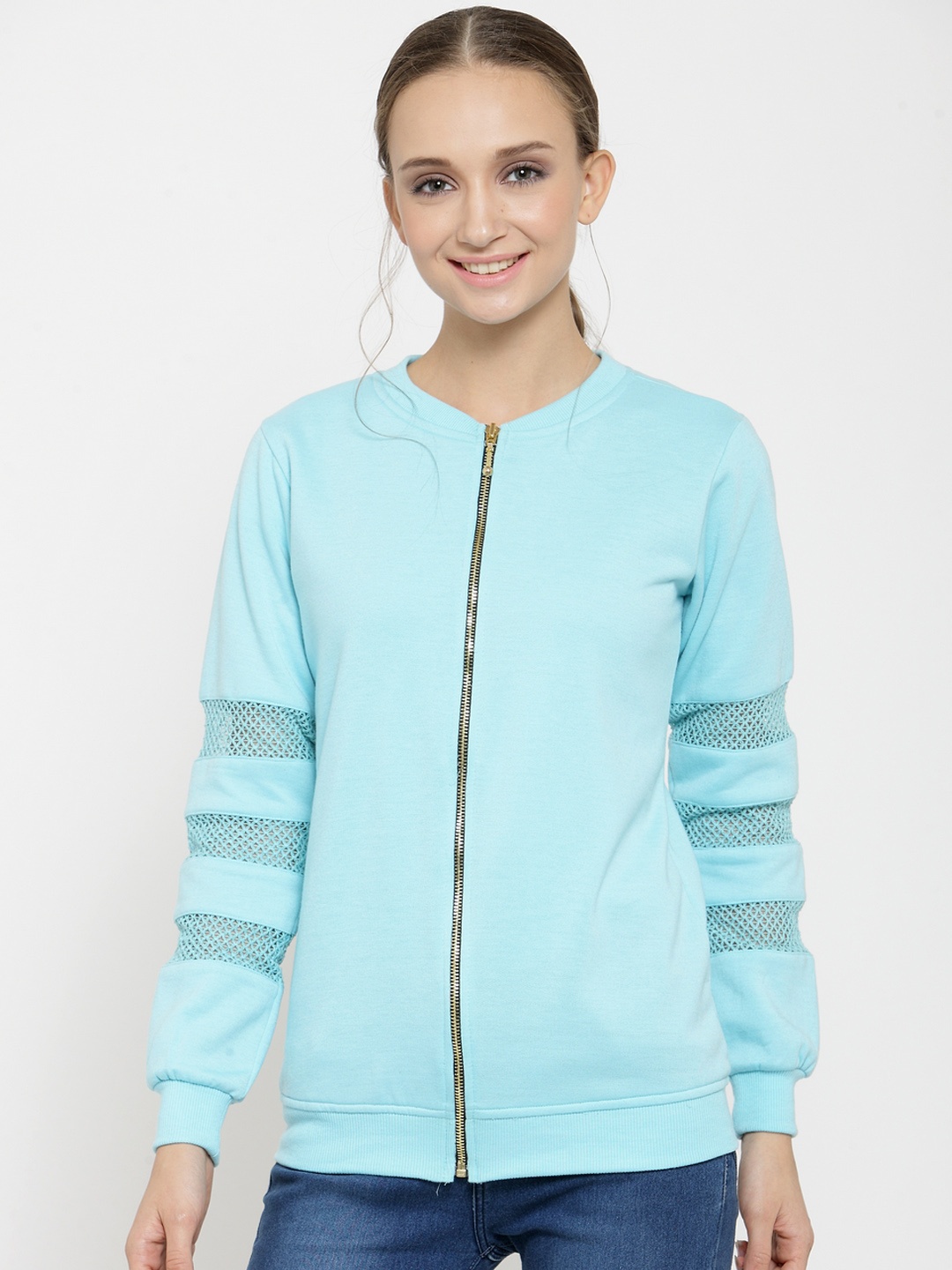 

Belle Fille Women Turquoise Blue Solid Sweatshirt