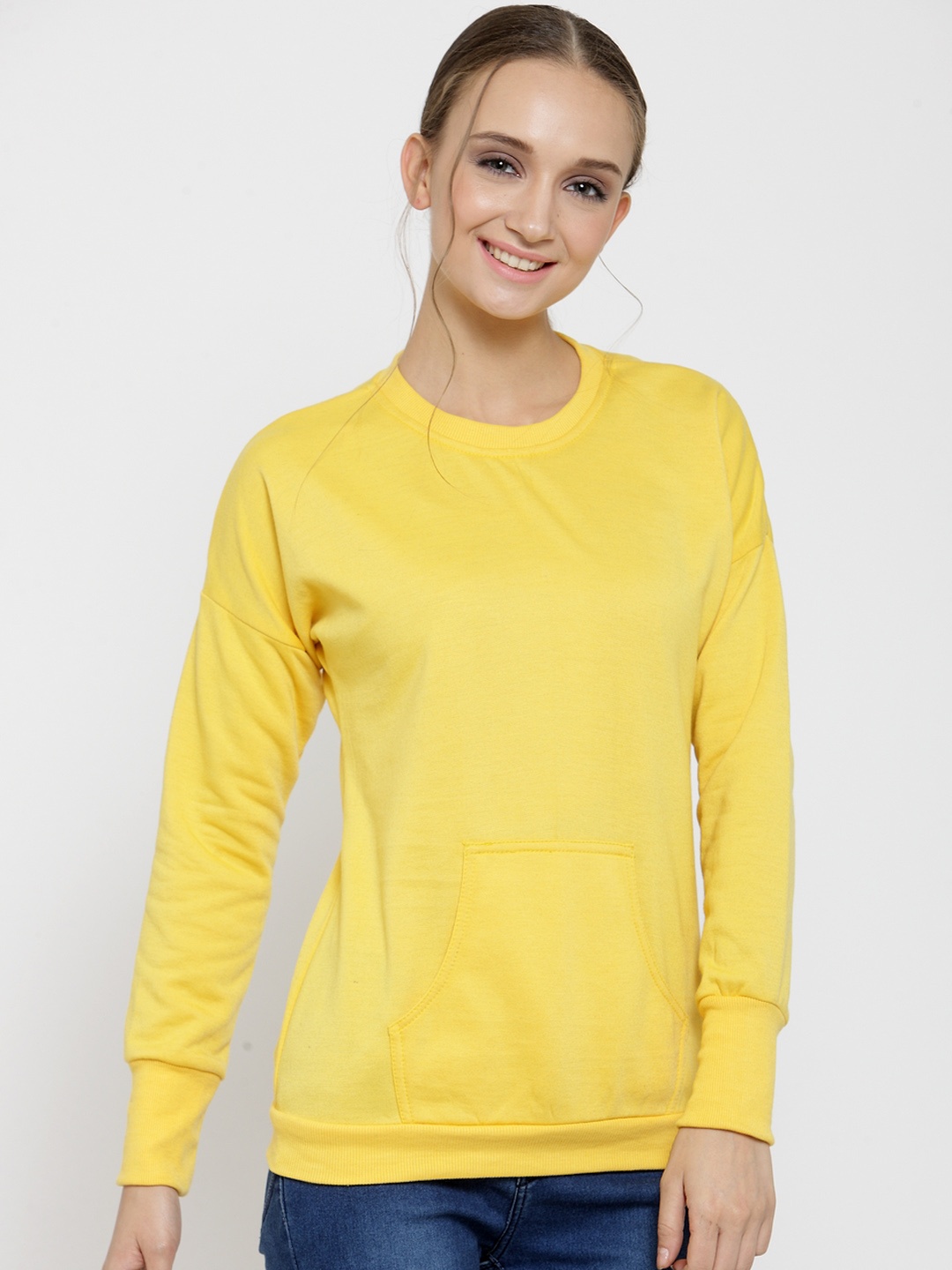 

Belle Fille Women Yellow Solid Sweatshirt