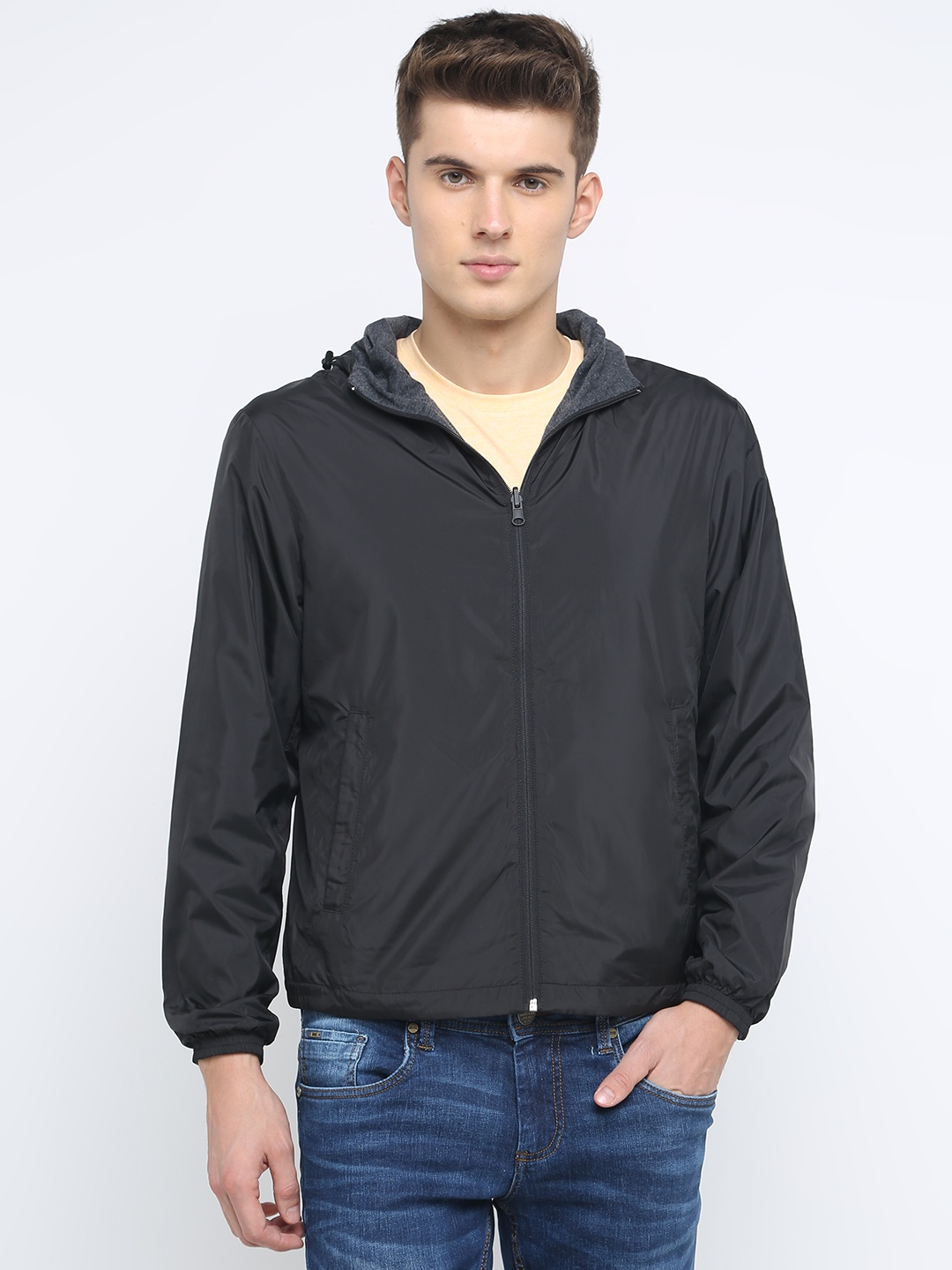 

Basics Men Black Solid Sporty Jacket