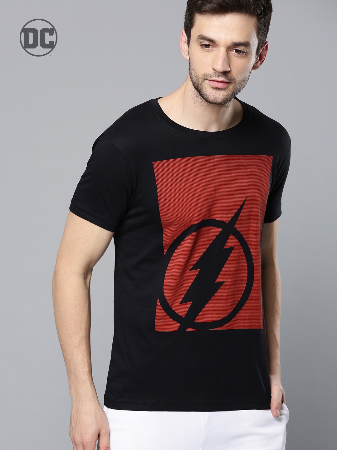 

Justice League Men Black & Red Printed Round Neck T-shirt