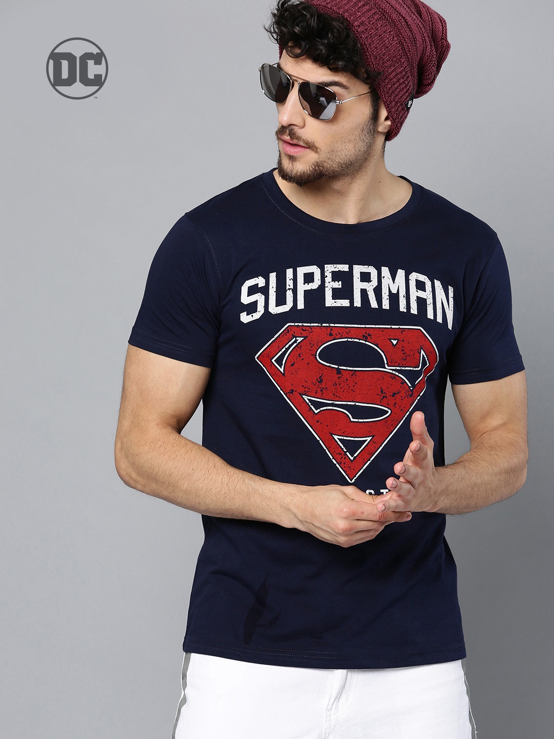 

Justice League Men Navy Blue Printed Round Neck T-shirt