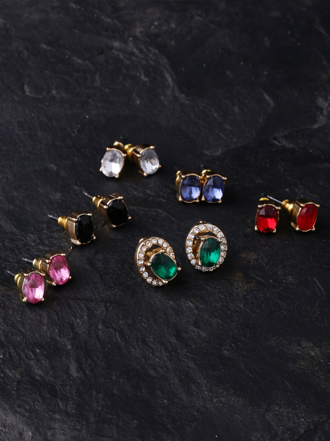 

Voylla Gold-Plated Multicoloured Handcrafted Geometric Studs, Multi