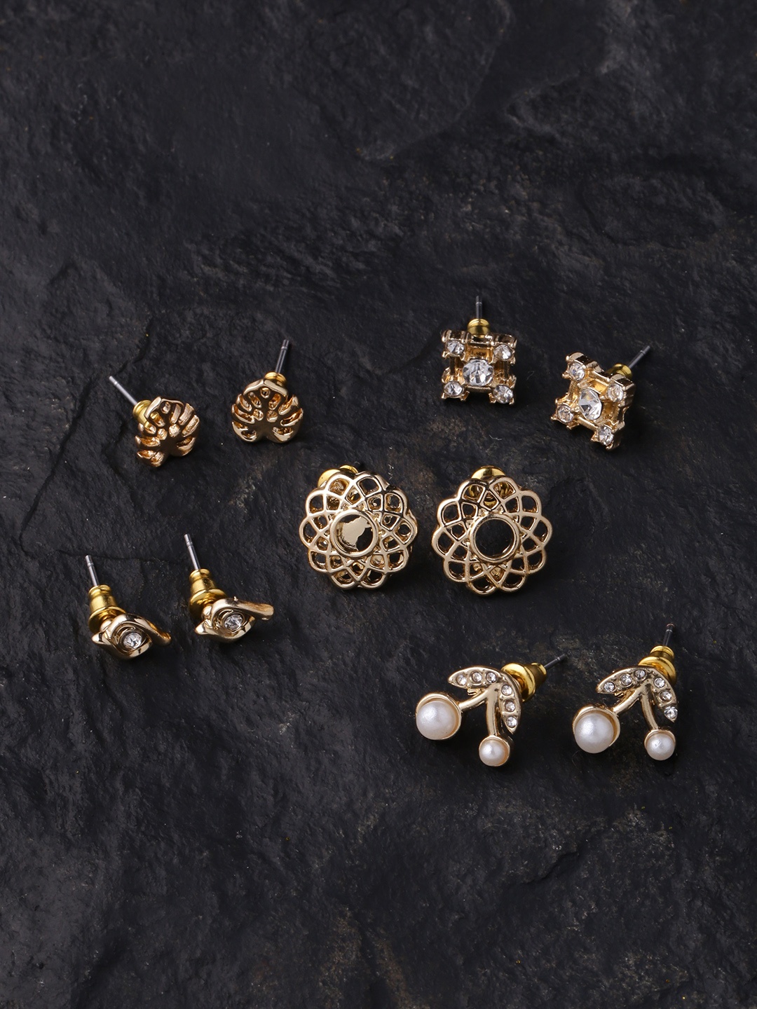 

Voylla Women Set Of 5 Gold-Plated Handcrafted Studs