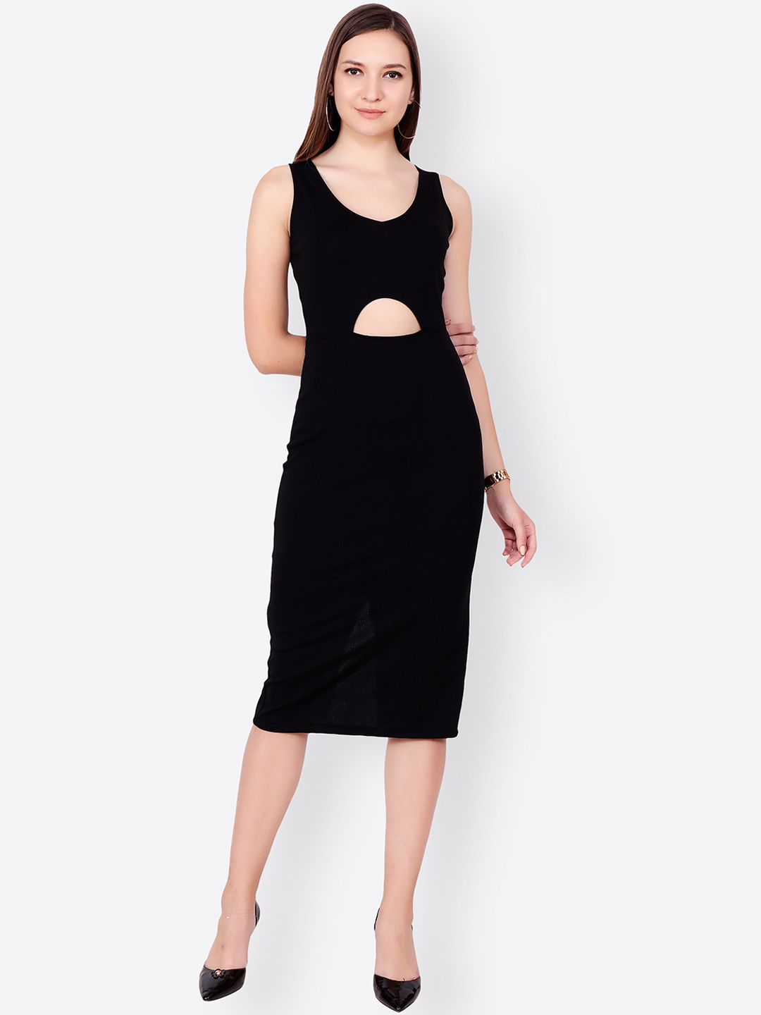 

SCORPIUS Women Black Solid Sheath Dress