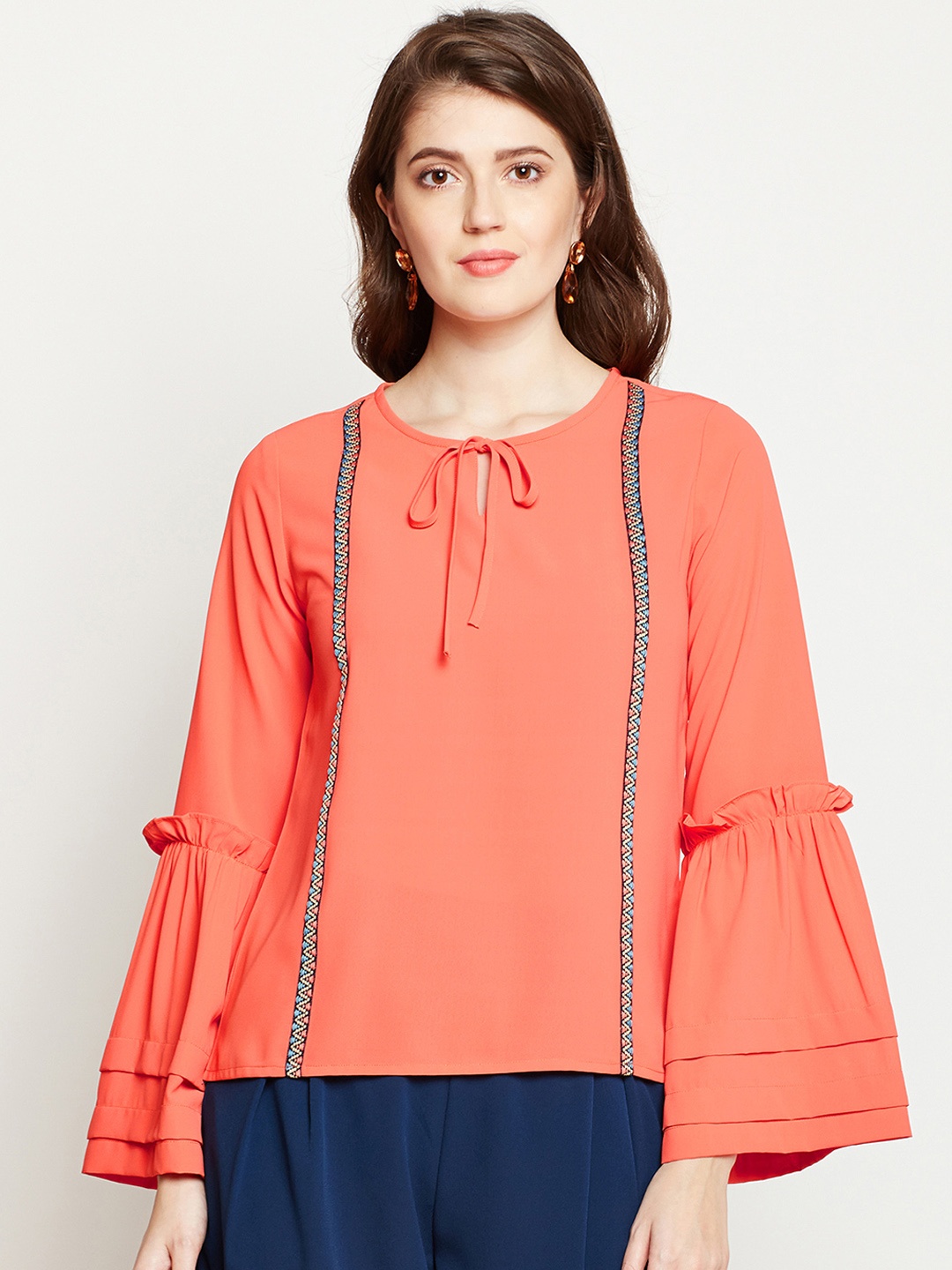 

RARE Women Orange Solid Top