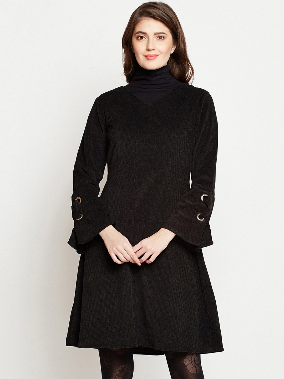 

Marie Claire Women Black Solid Fit and Flare Dress