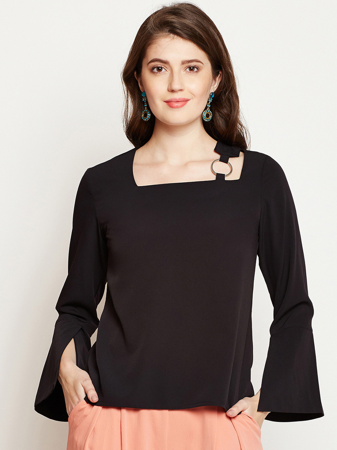 

Marie Claire Women Black Solid A-Line Top