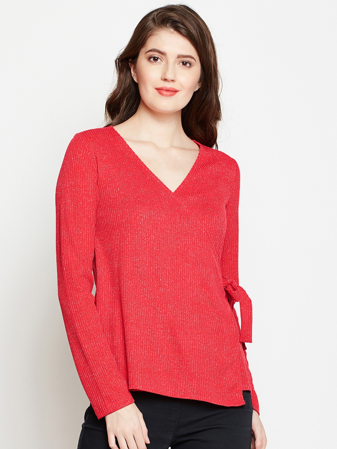 

Marie Claire Women Red Solid Wrap Top