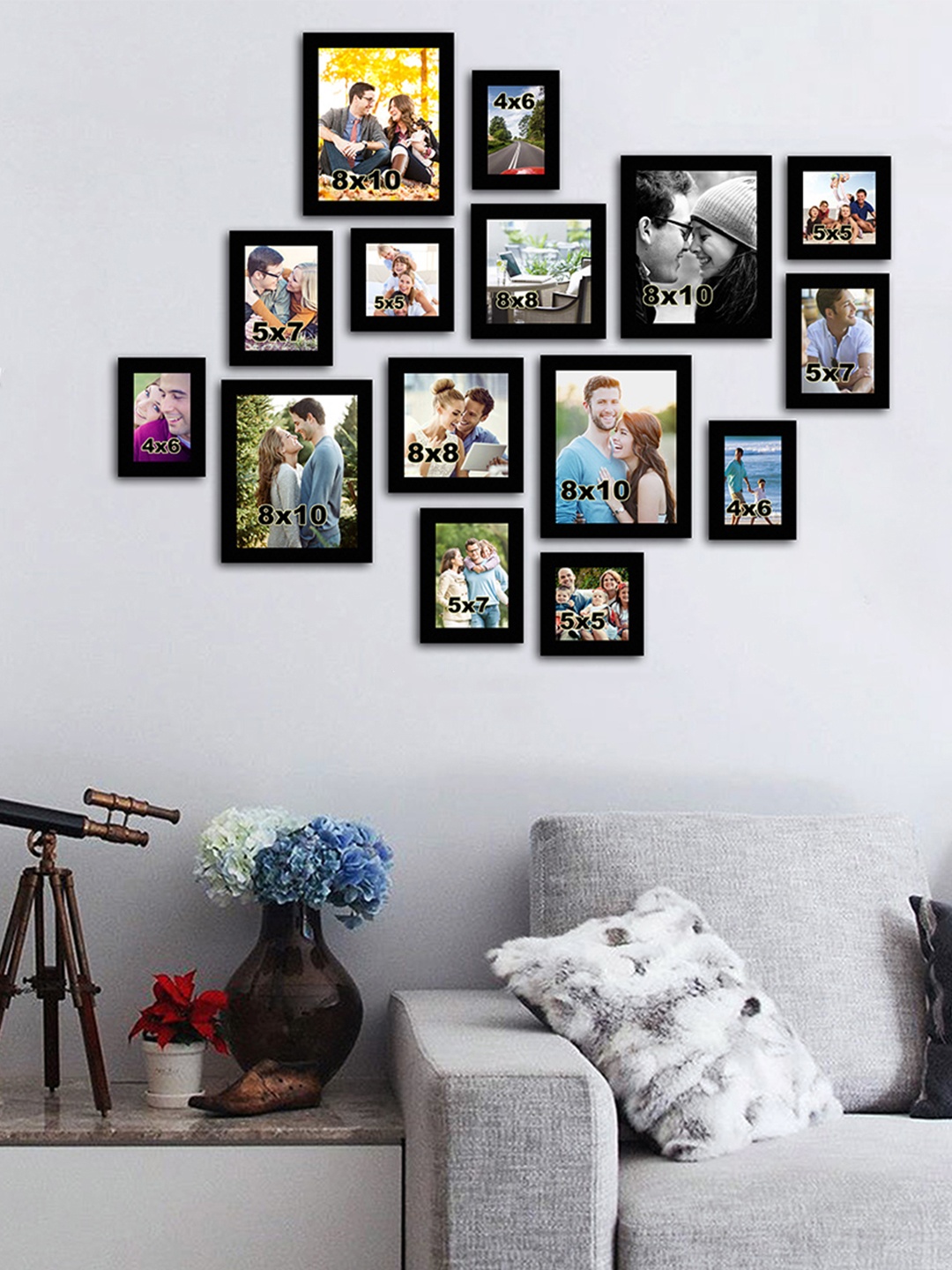 Art Street Set of 15 Black Wall Photo Frames