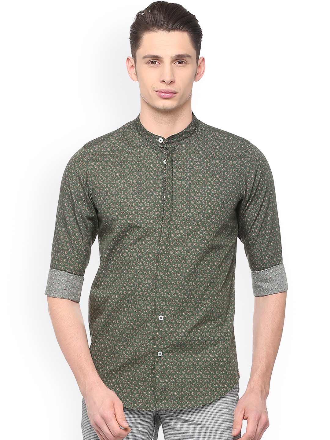 

SIMON CARTER LONDON Men Green Regular Fit Printed Casual Shirt