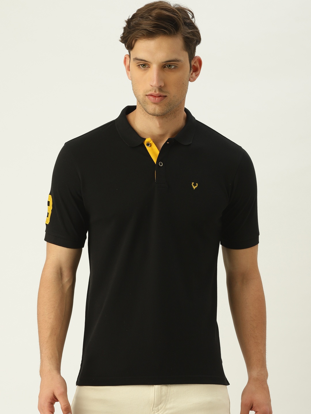 

Allen Solly Men Black Solid Polo Collar T-shirt
