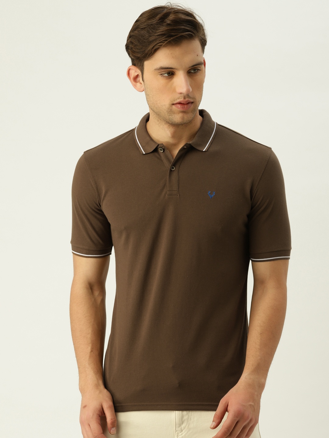 

Allen Solly Men Brown Solid Polo Collar T-shirt