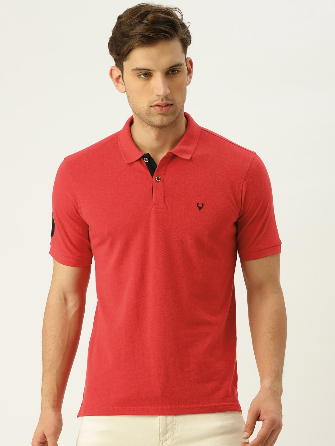 

Allen Solly Men Red Solid Polo Collar T-shirt