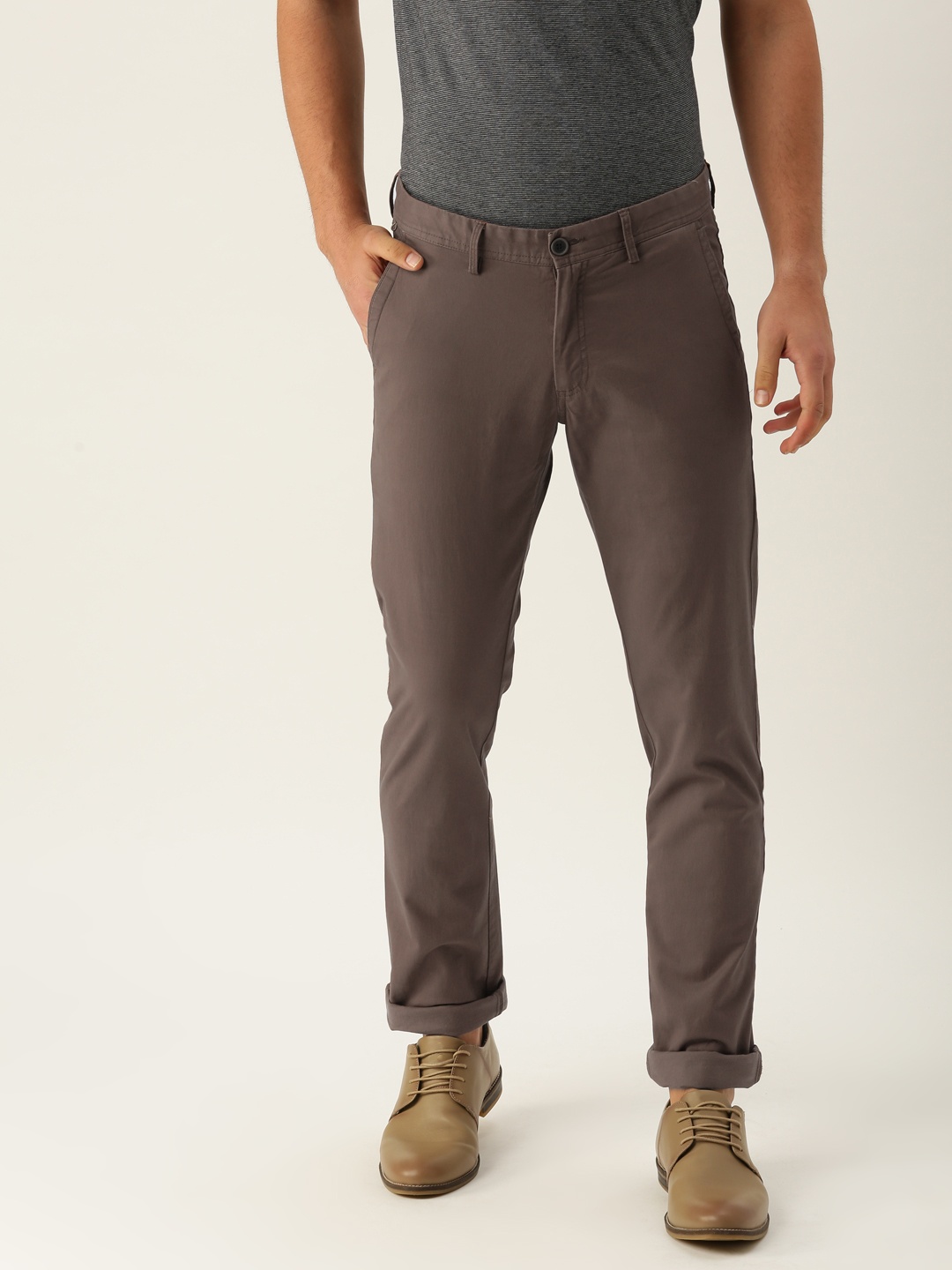 

Allen Solly Men Brown Smart Slim Fit Solid Regular Trousers