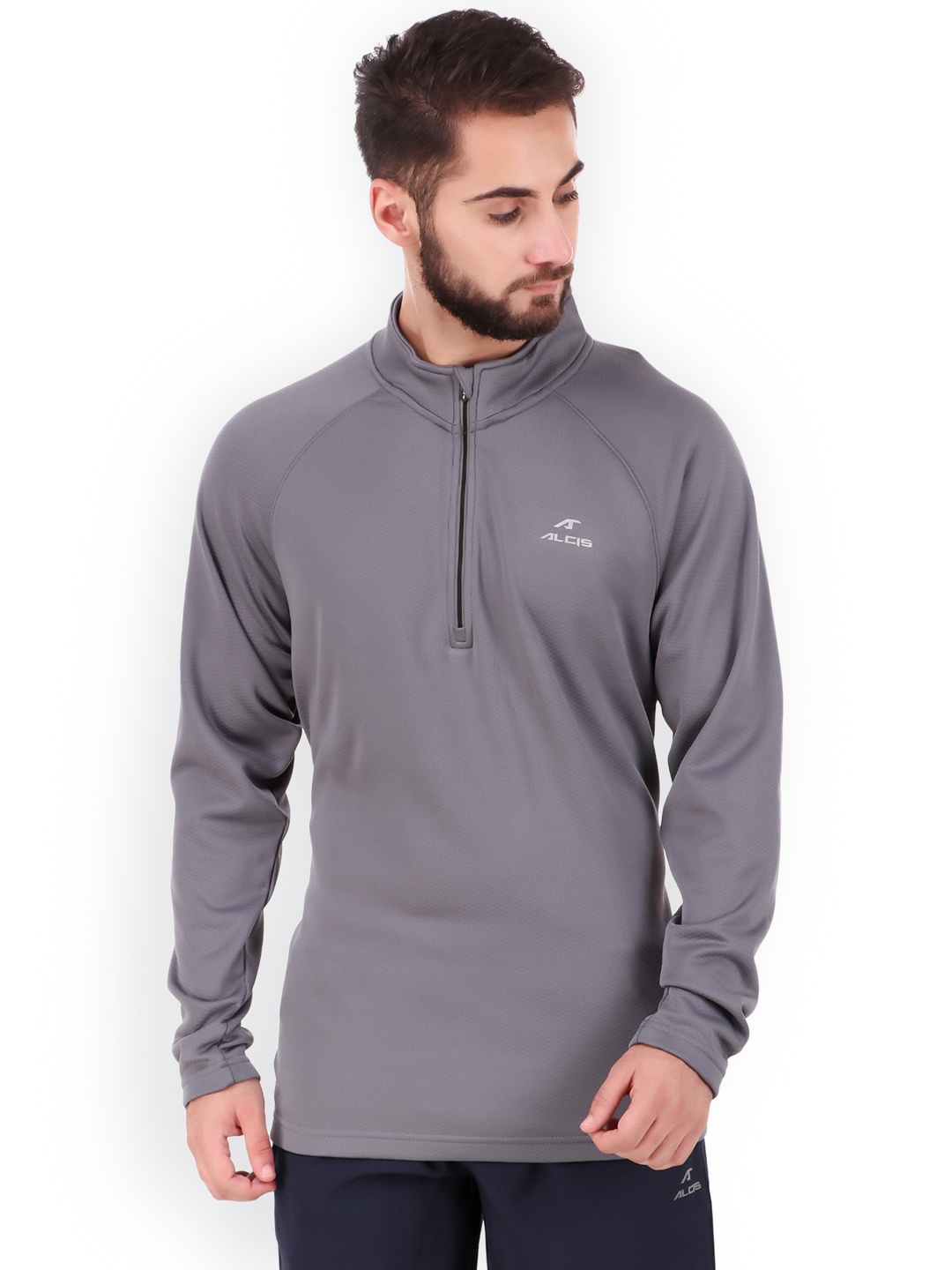 

Alcis Men Grey Solid Sweatshirt