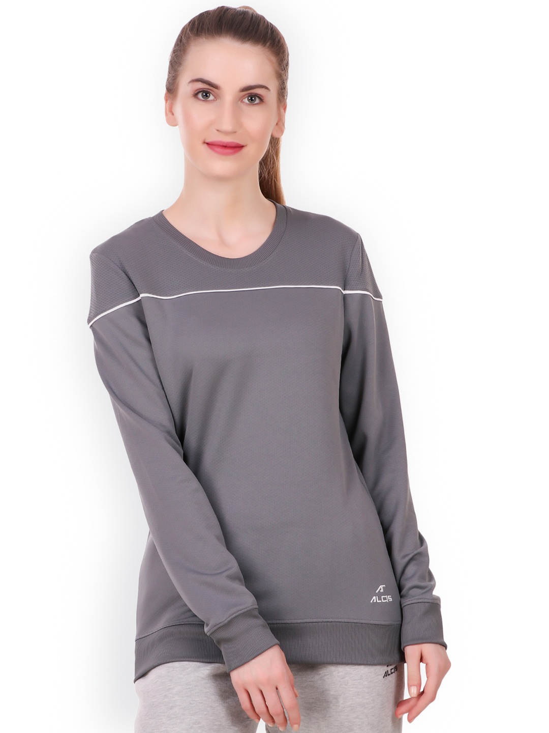 

Alcis Women Grey Solid Sweatshirt
