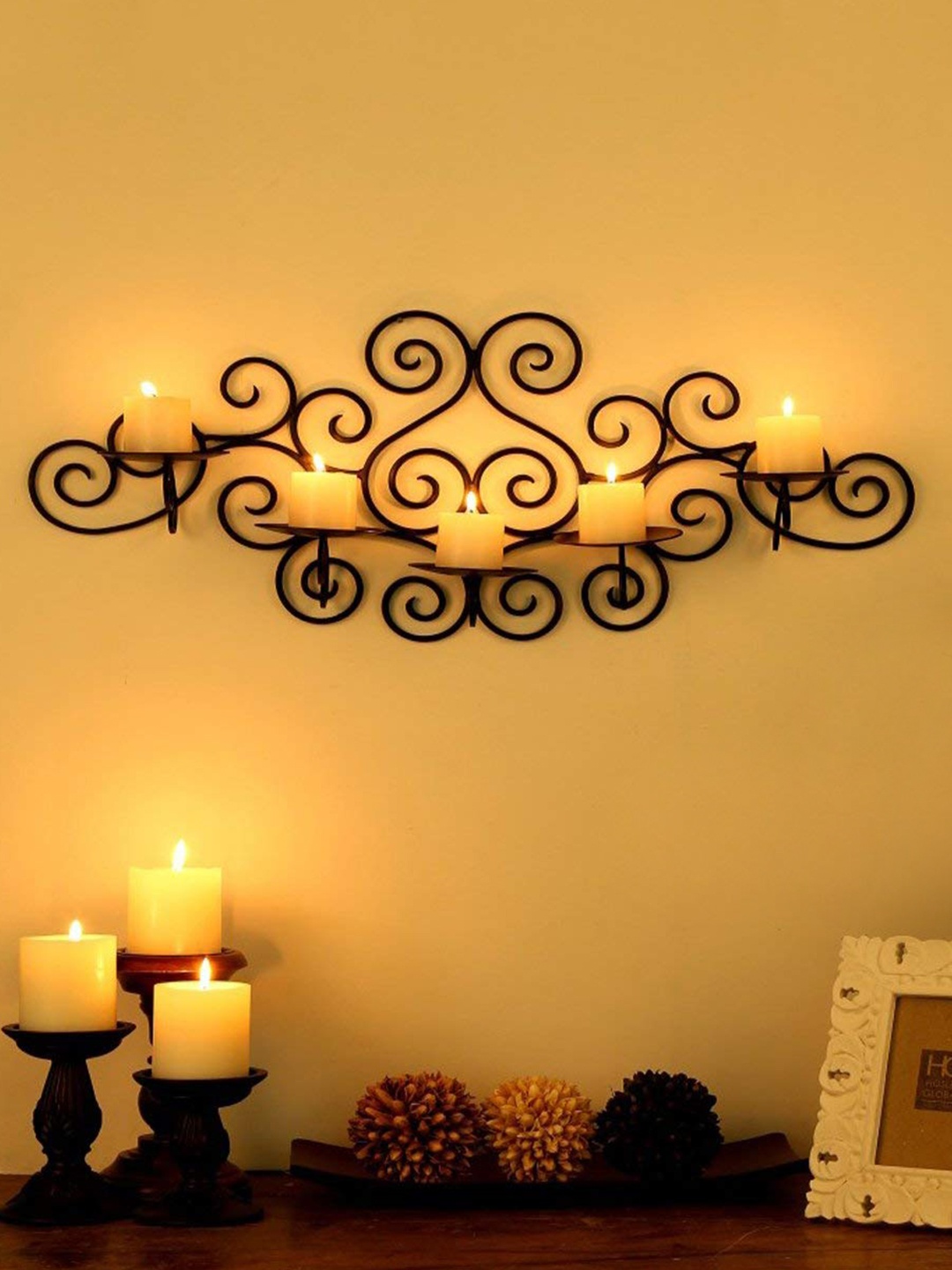 

HOSLEY Black Patterned Wall Sconce Candle Holder