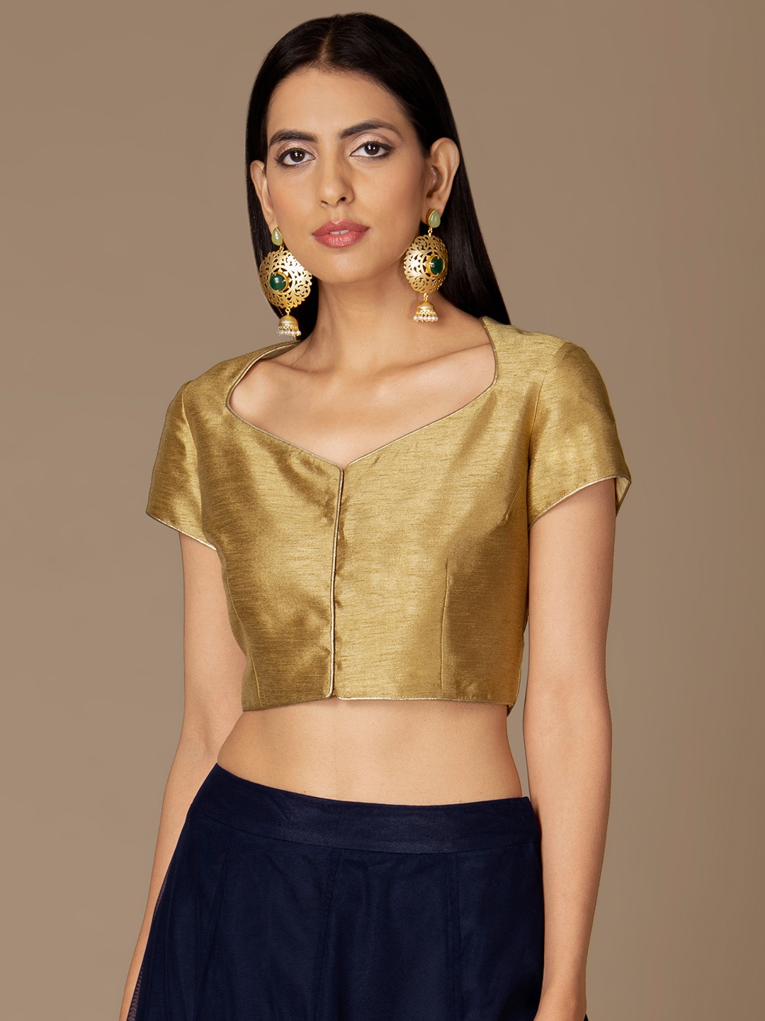 

INDYA Women Gold-Toned Solid Styled Back Top