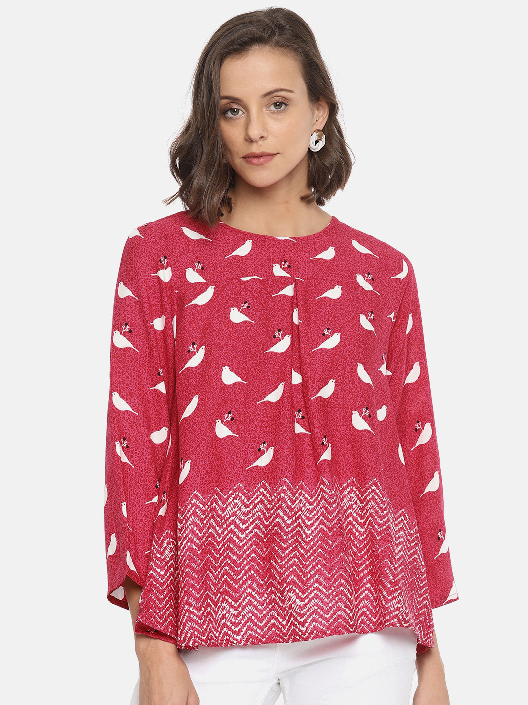

Global Desi Women Magenta Printed Top