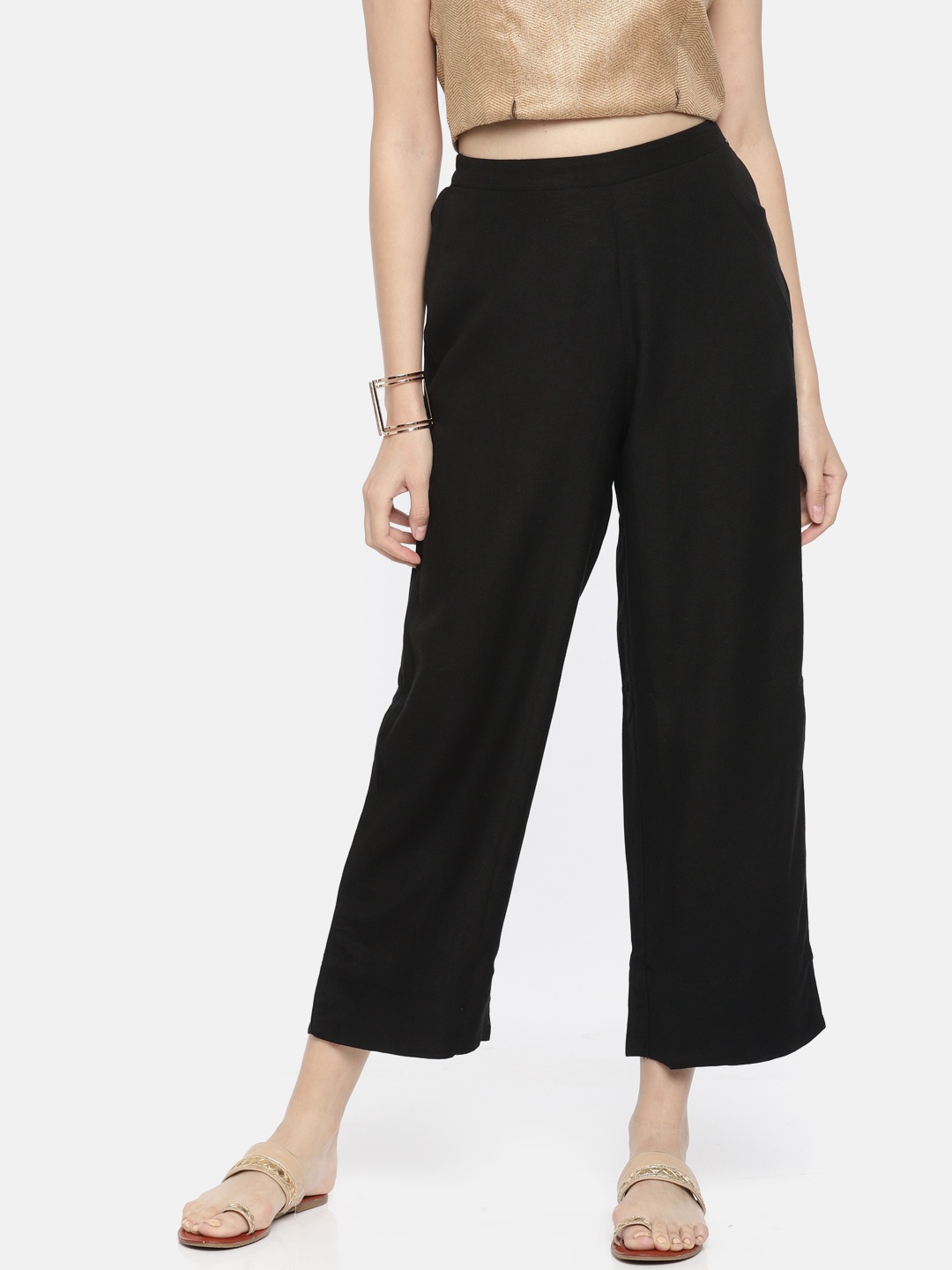 

Global Desi Women Black Regular Fit Solid Culottes