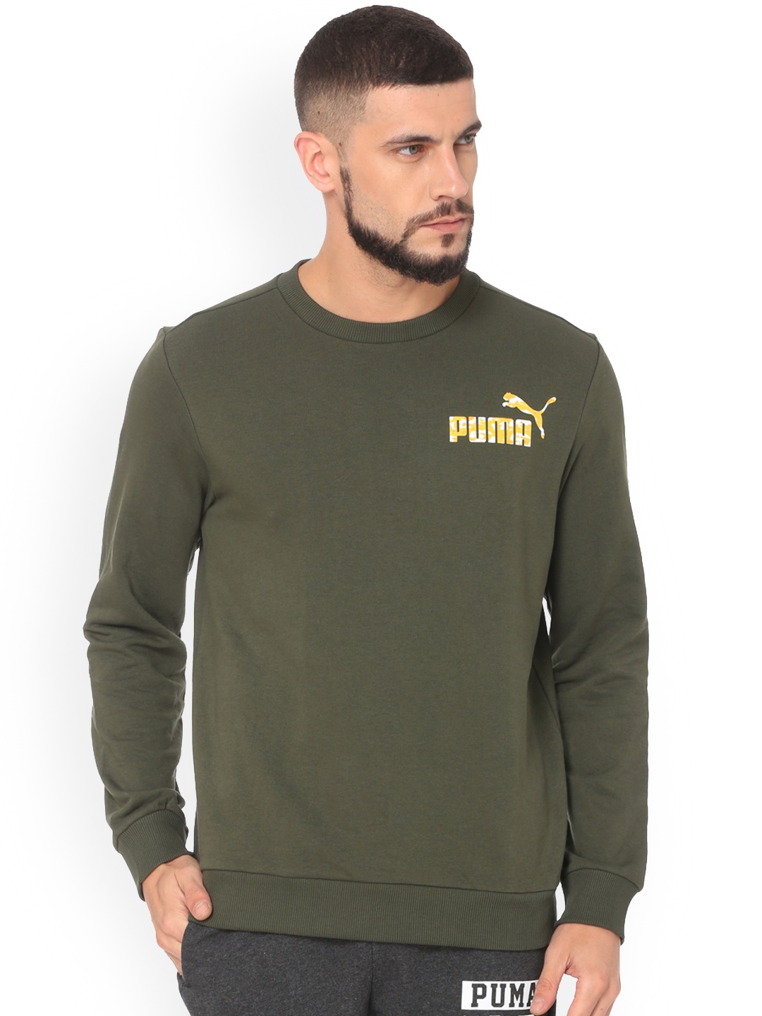 

Puma Men Olive Printed Sweatshirt