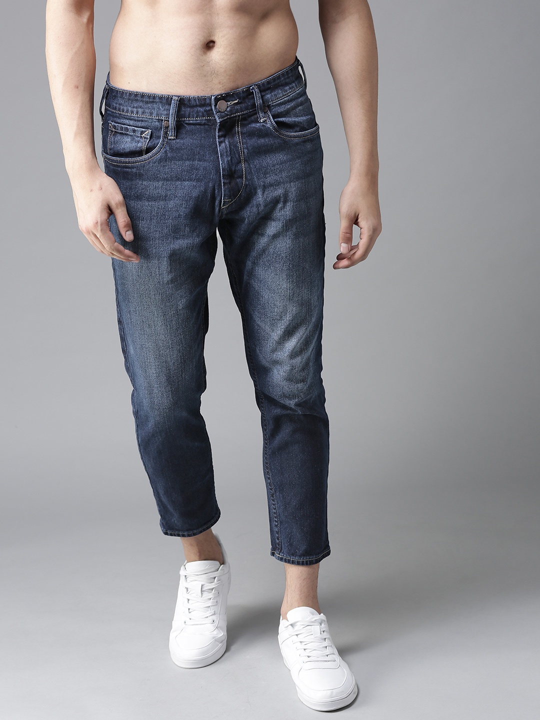 

HERE&NOW Men Navy Blue Slim Fit Mid-Rise Clean Look Stretchable Jeans