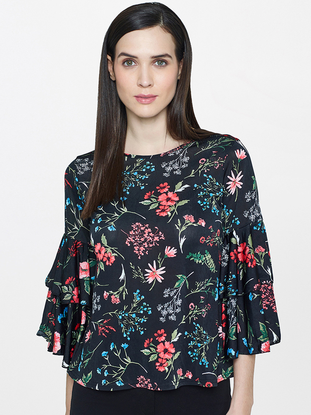 

AND Women Black Printed Top