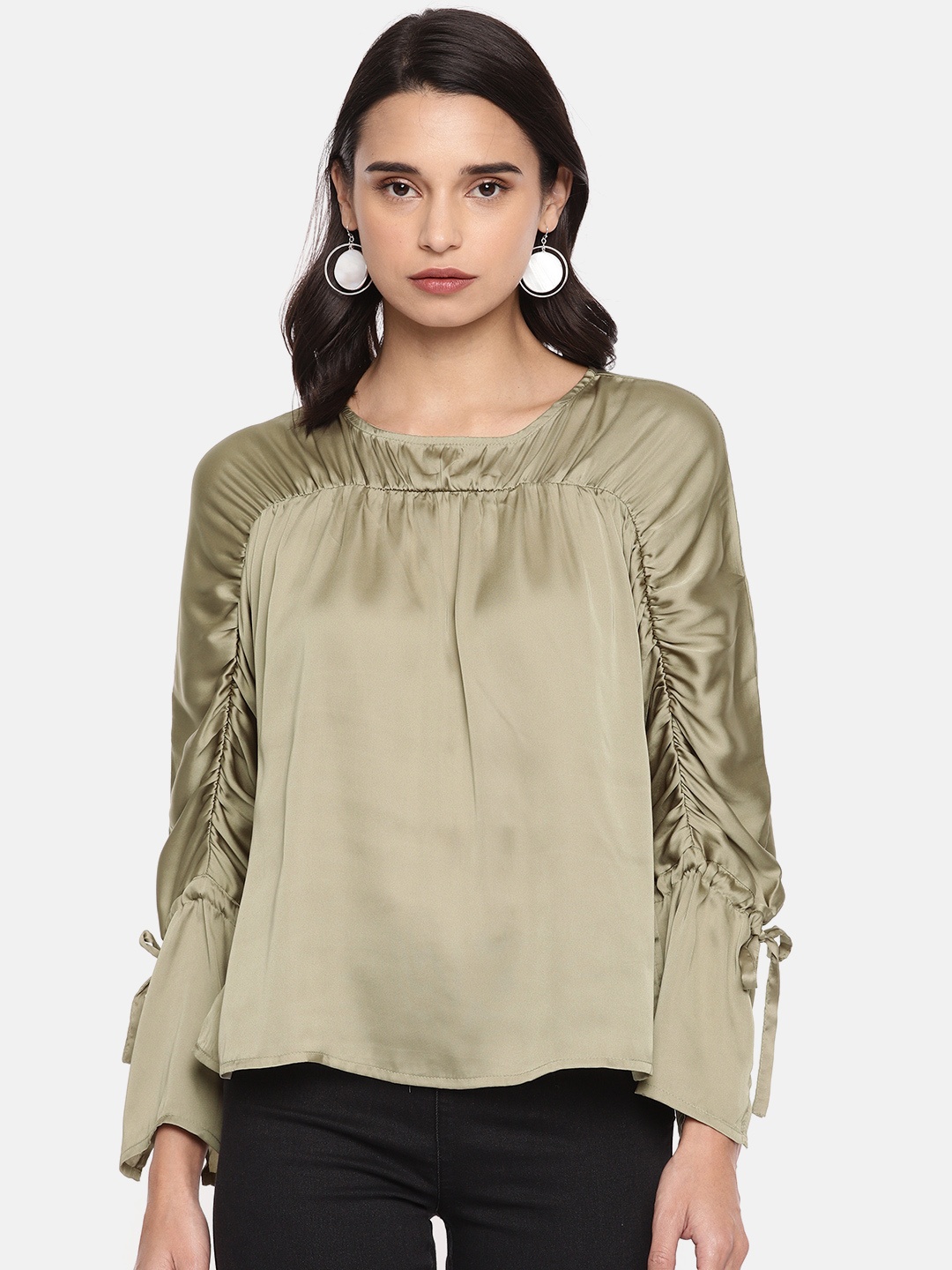 

AND Women Green Solid Top