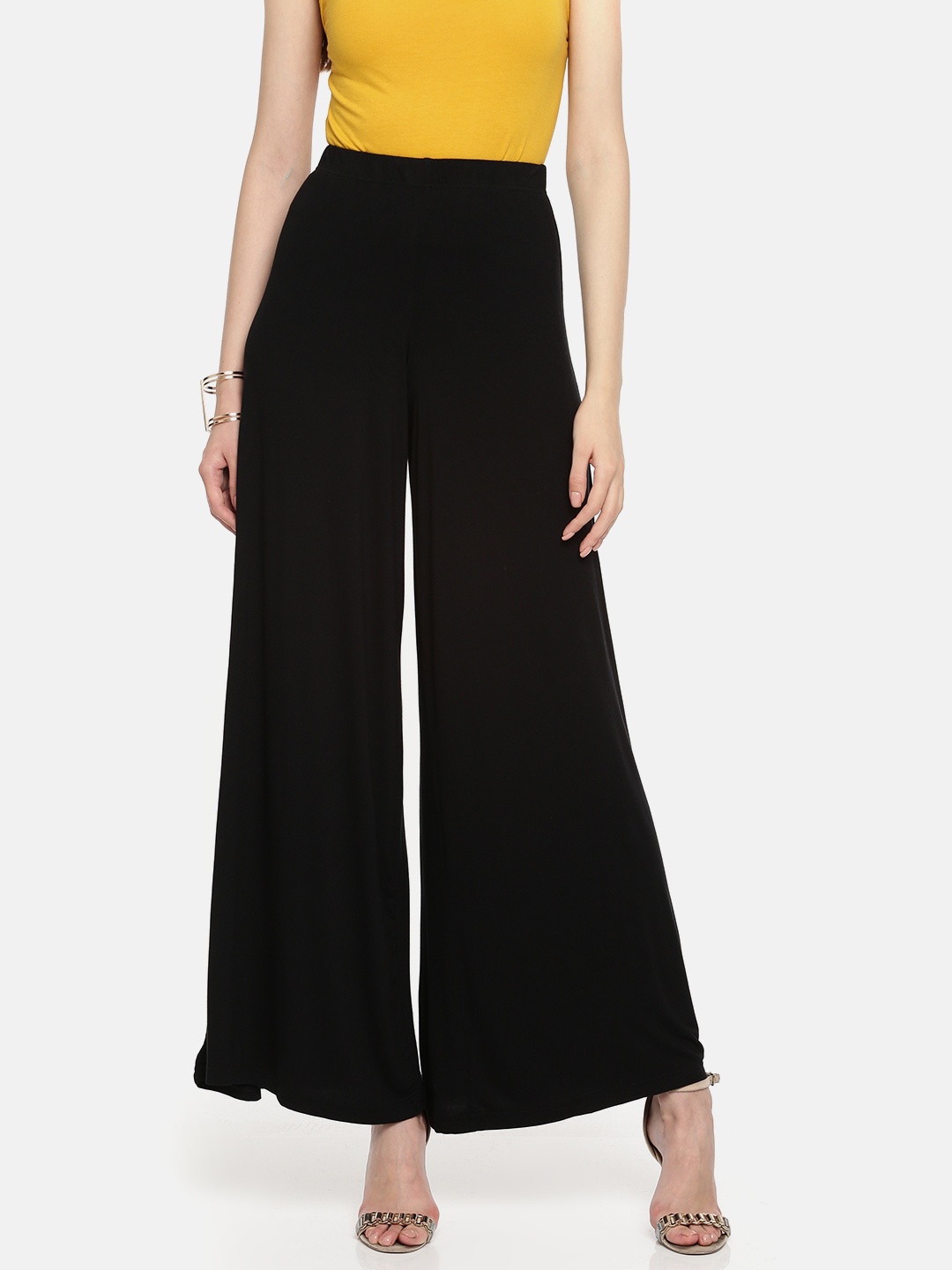 

AND Women Black Solid Flared Palazzos