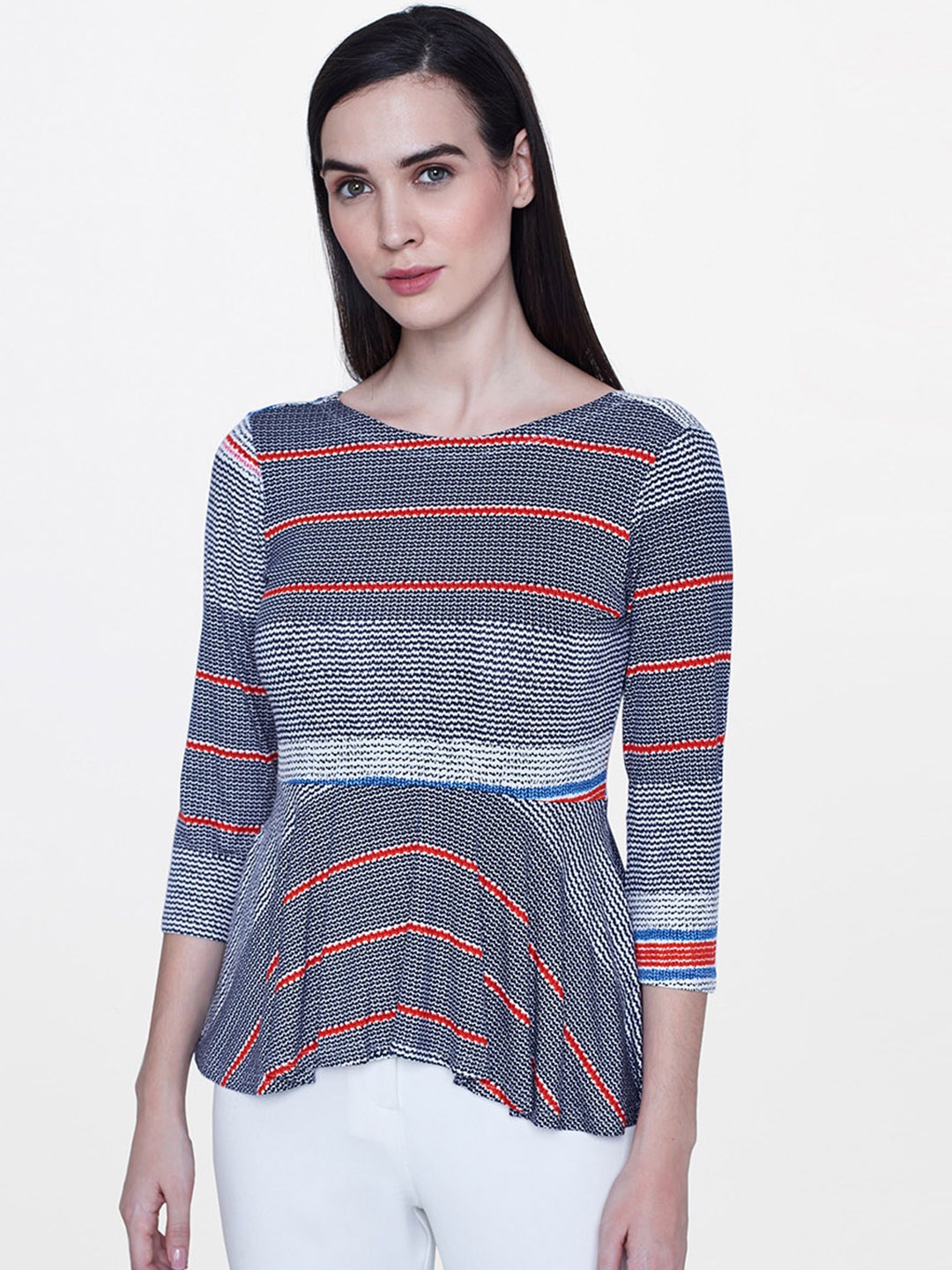 

AND Women Multicoloured Striped Top, Multi