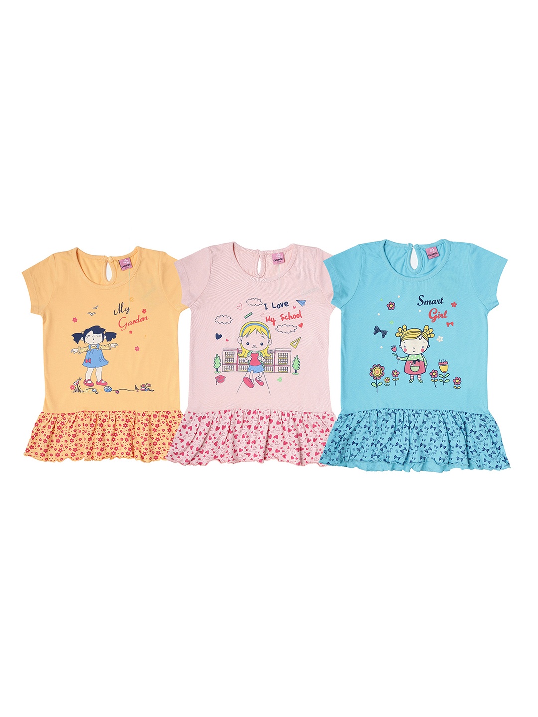

Dollar Champion Kidswear Girls Multicoloured Pack Of 3 Tops, Multi