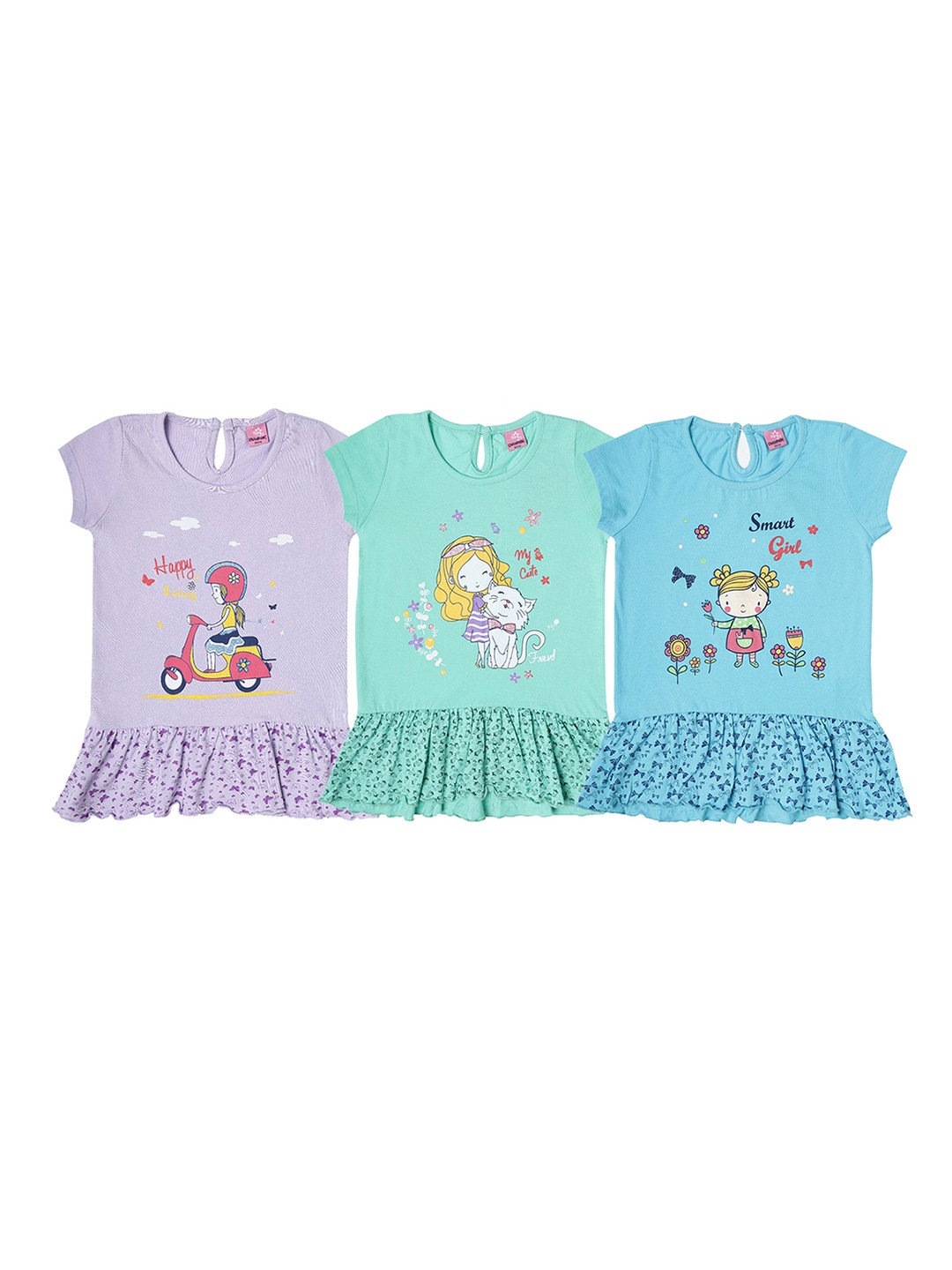 

Dollar Champion Kidswear Girls Multicoloured Pack Of 3 Tops, Multi