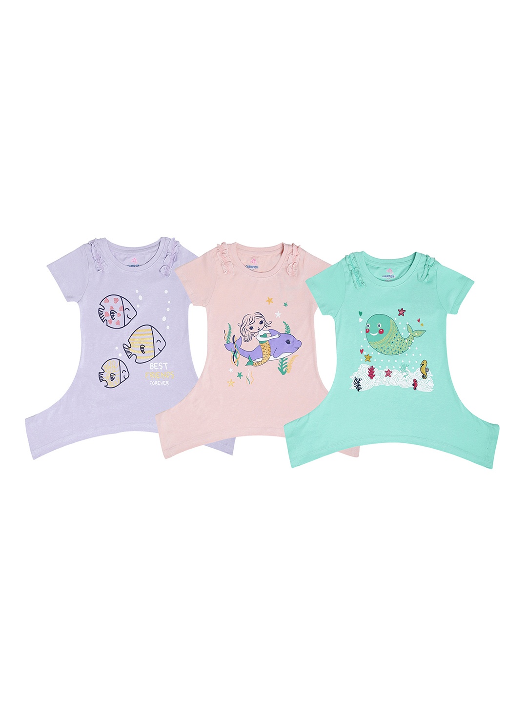 

Dollar Champion Kidswear Girls Multicoloured Pack Of 3 Tops, Multi