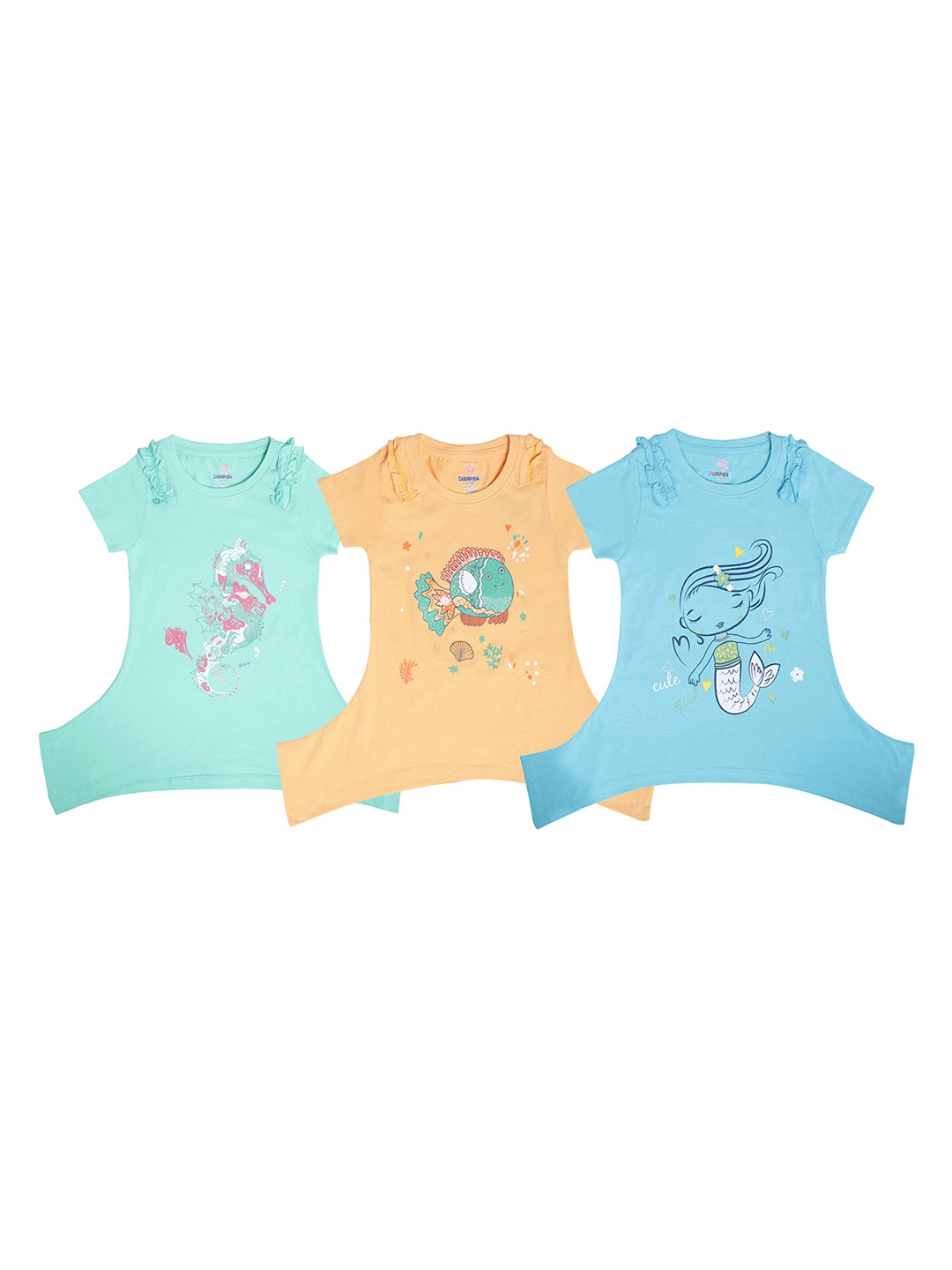 

Dollar Champion Kidswear Girls Multicoloured Pack Of 3 Tops, Multi