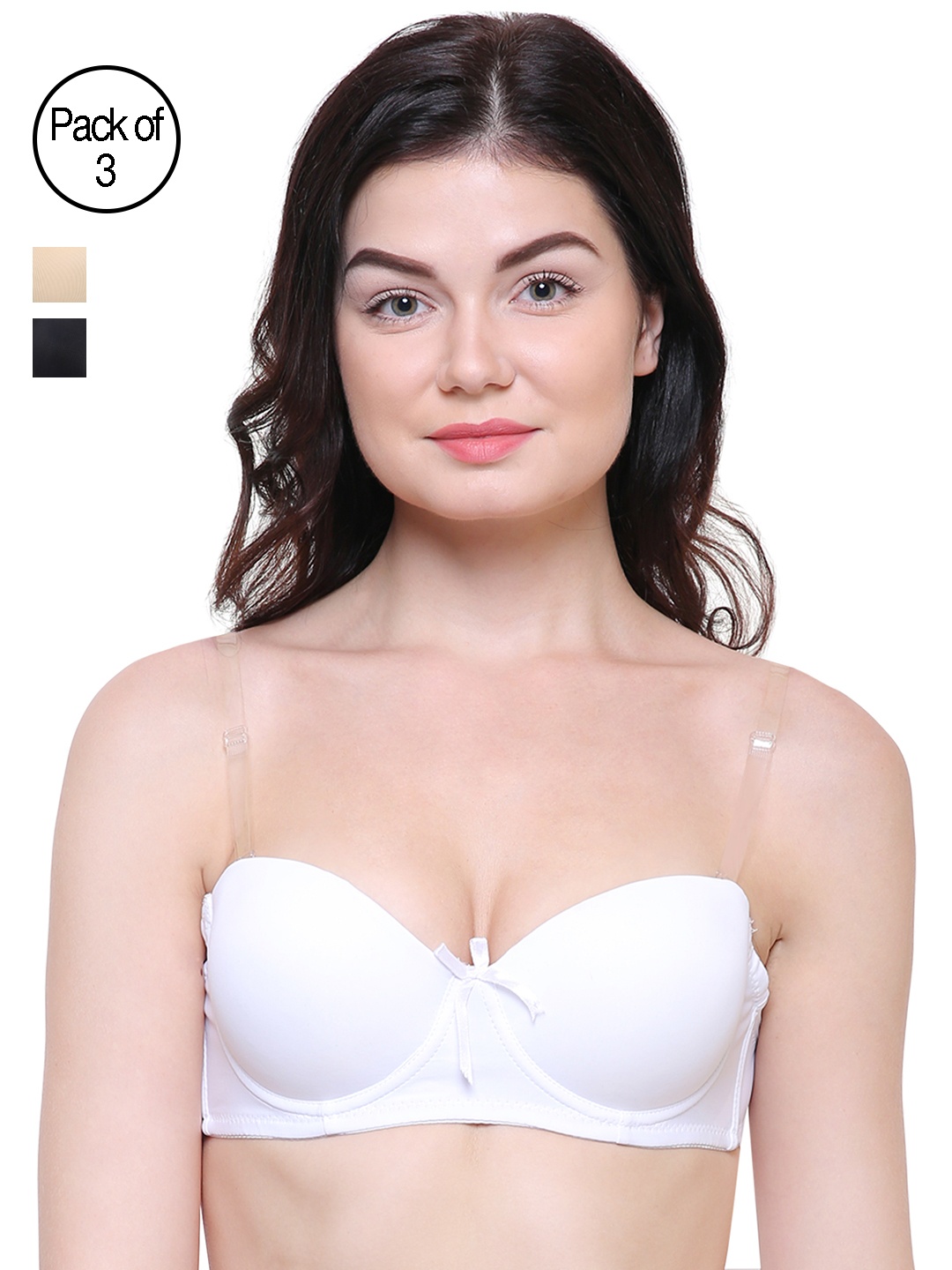 

Friskers Pack Of 3 Push-Up Bras O-990-01-02-09, Black