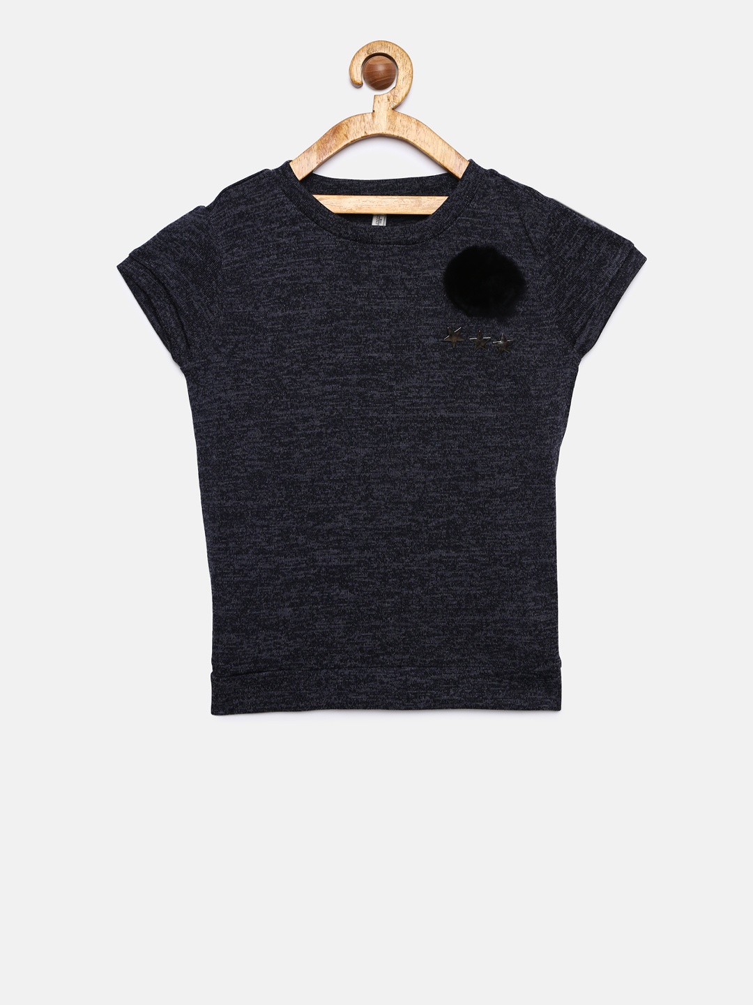 

Lee Cooper Girls Navy Blue Self Design Round Neck T-shirt