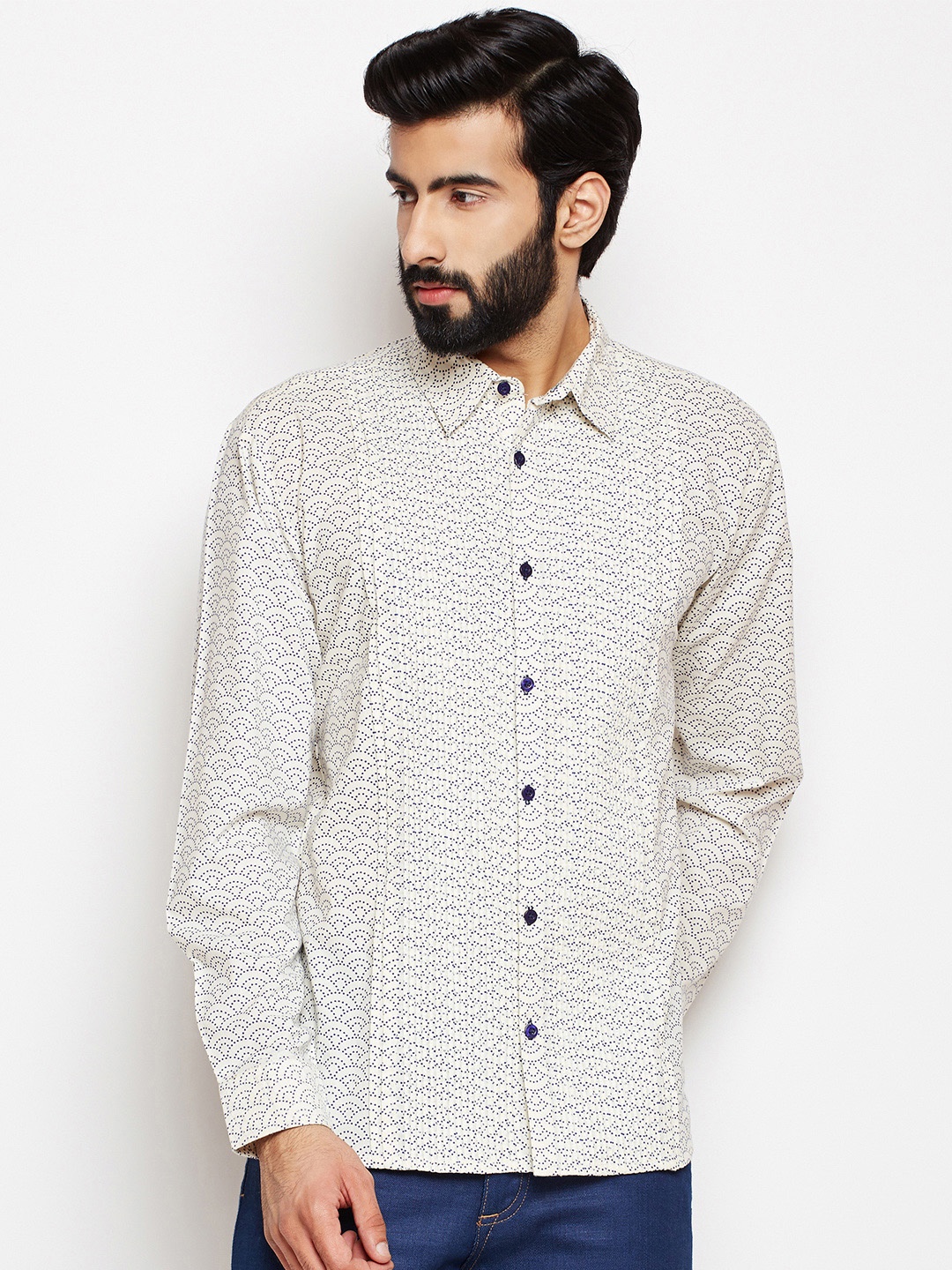 

Oxolloxo Men Black Regular Fit Abstract Printed Casual Shirt, White