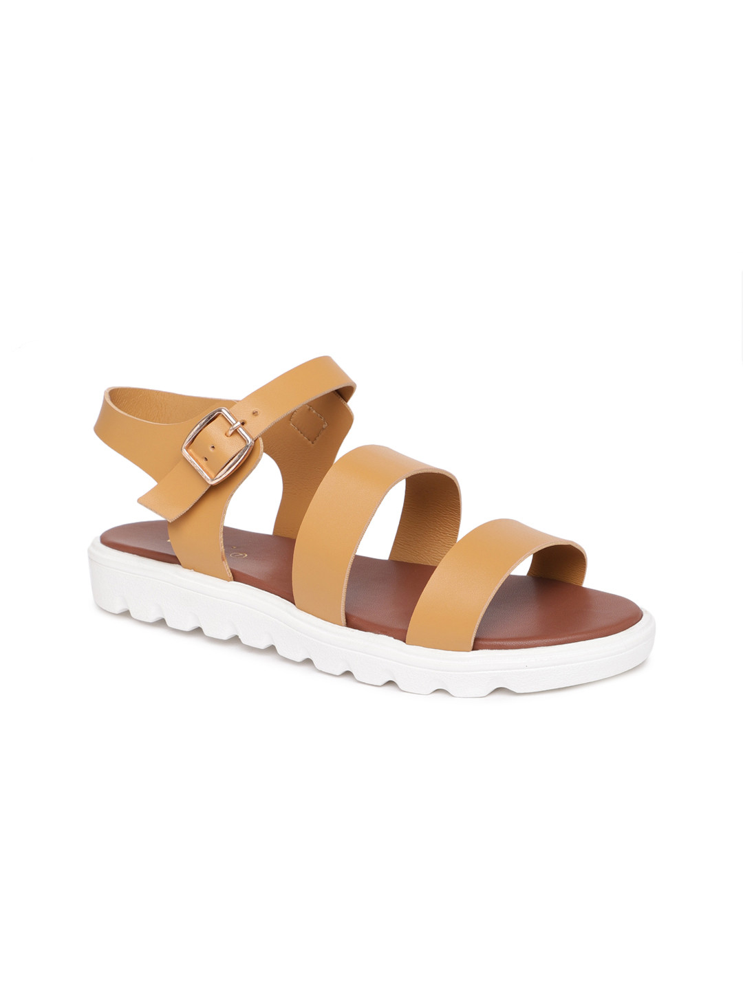 

People Women Brown Solid Open Toe Flats