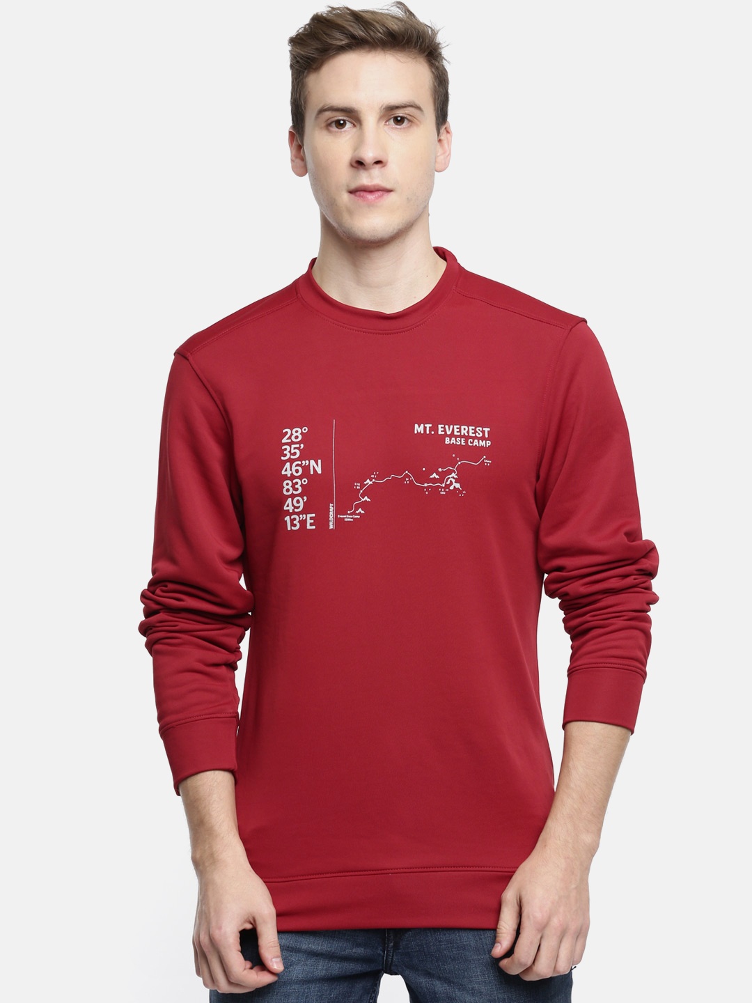 

Wildcraft Men Red Printed Crew Sweatshirt