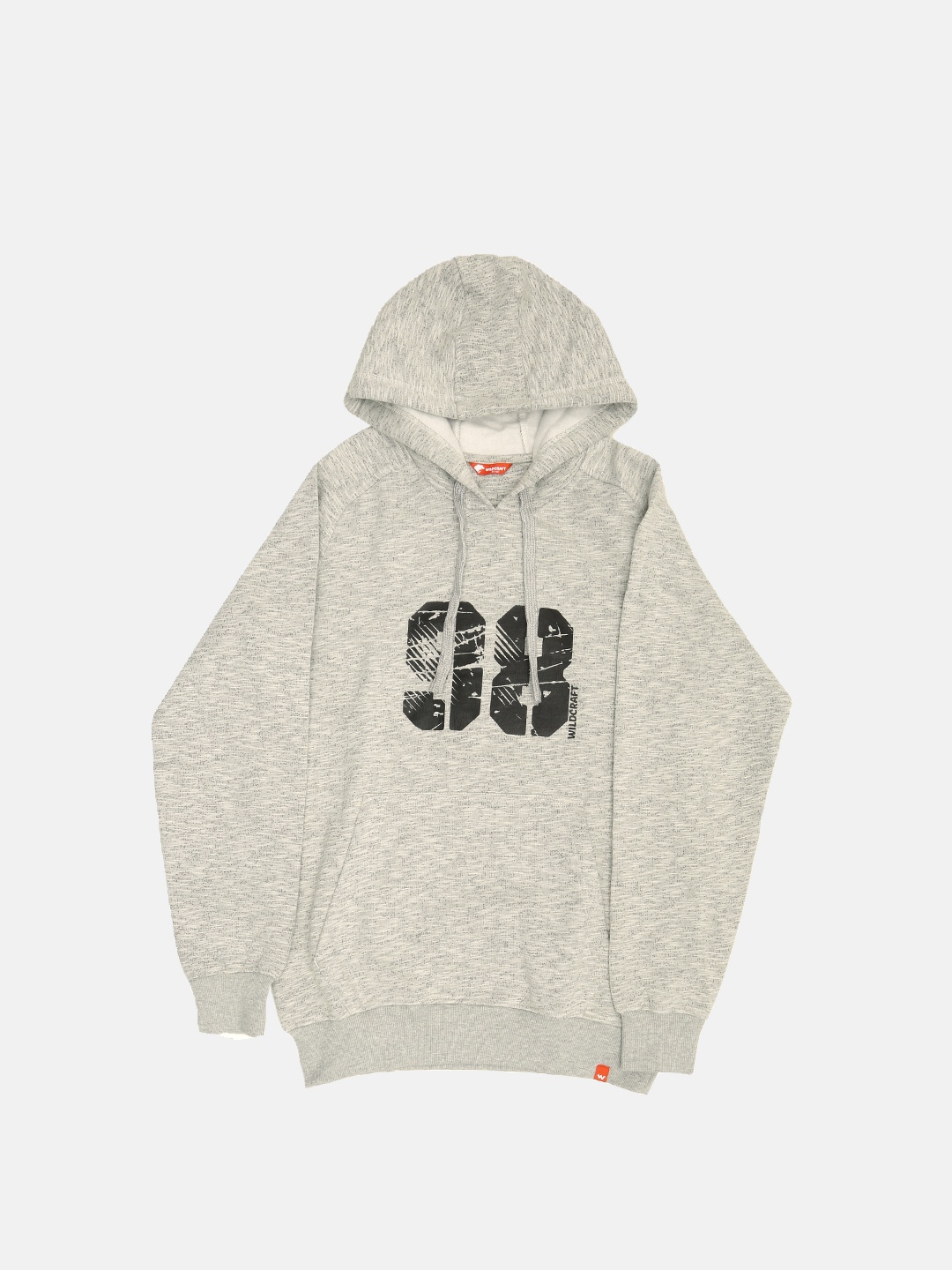 

Wildcraft Men Grey Melange Printed Hooded Pullover Sweatshirt