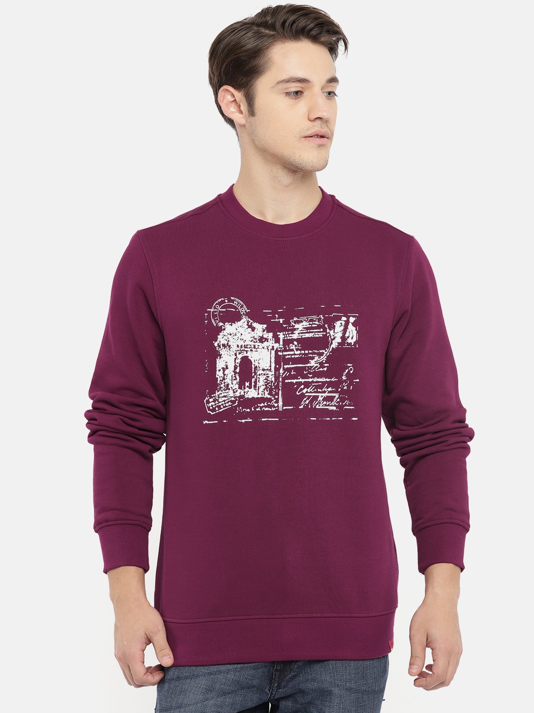 

Wildcraft Men Maroon Printed Crew Sweatshirt