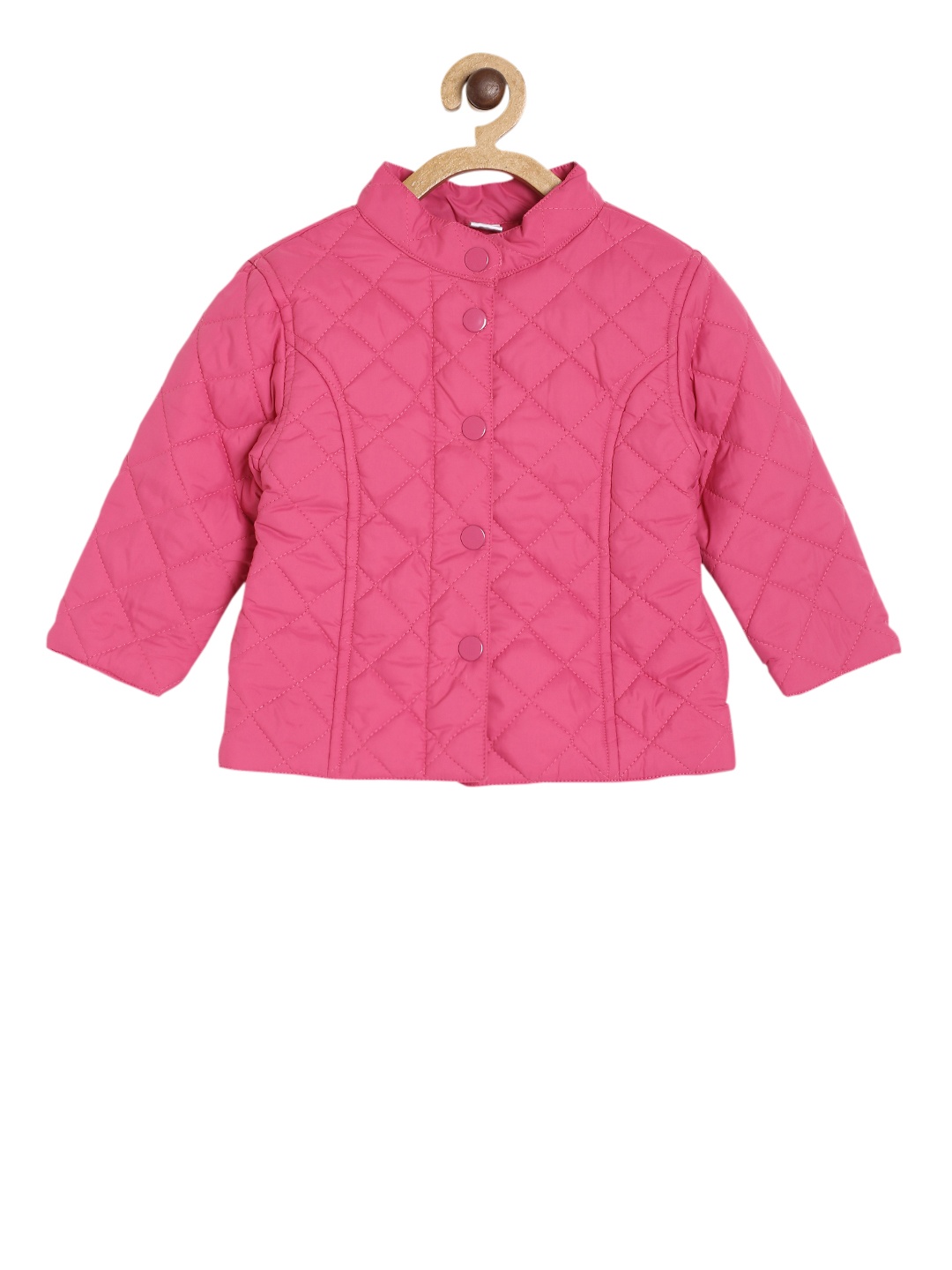 

MINI KLUB Girls Pink Solid Open Front Jacket