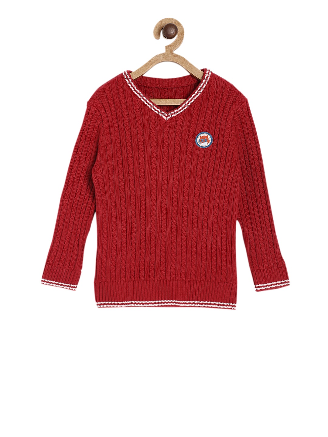

MINI KLUB Boys Red Self Design Pullover