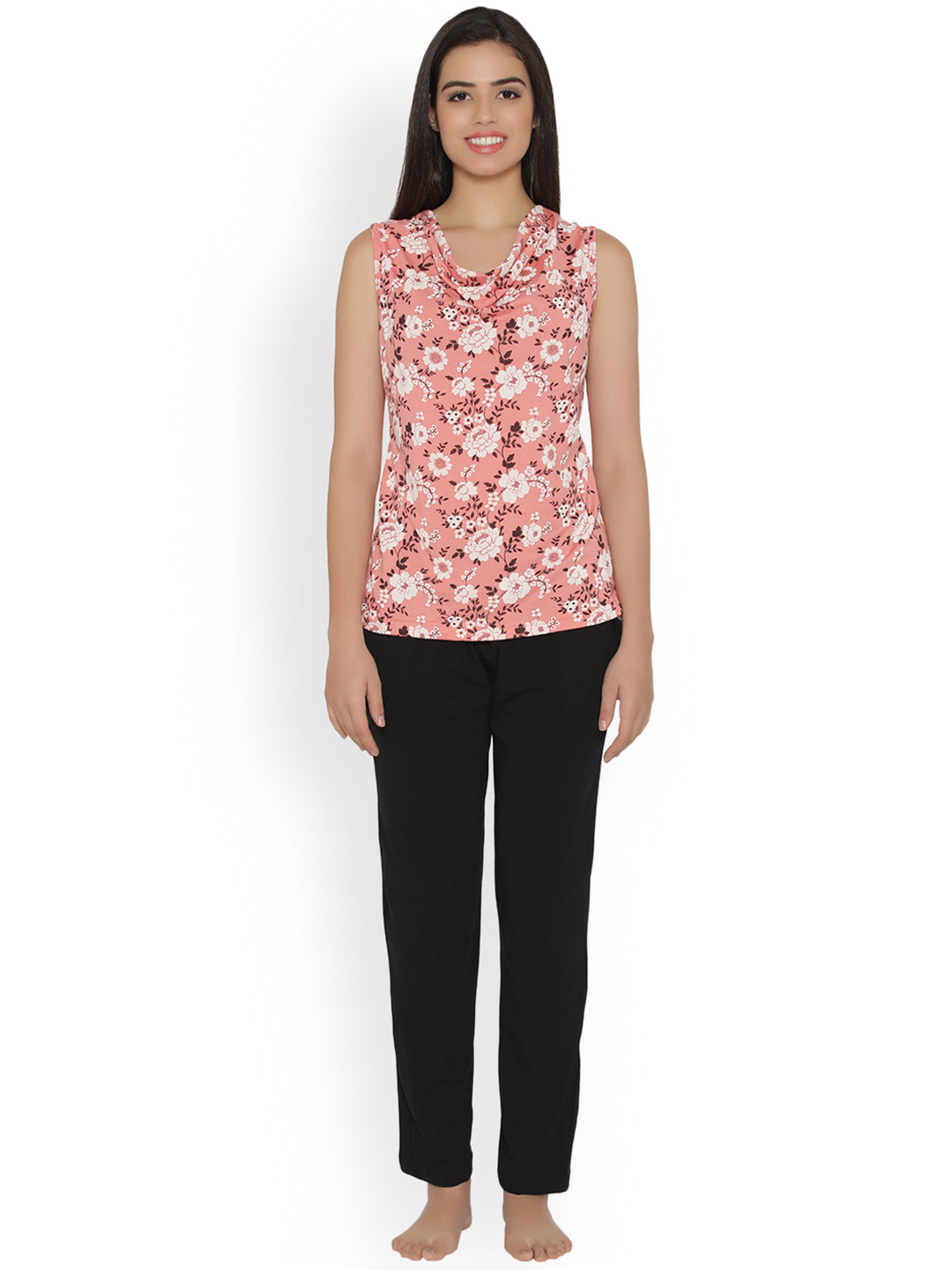 

Clovia Women Pink & Black Printed Lounge Set LS0329R22XL