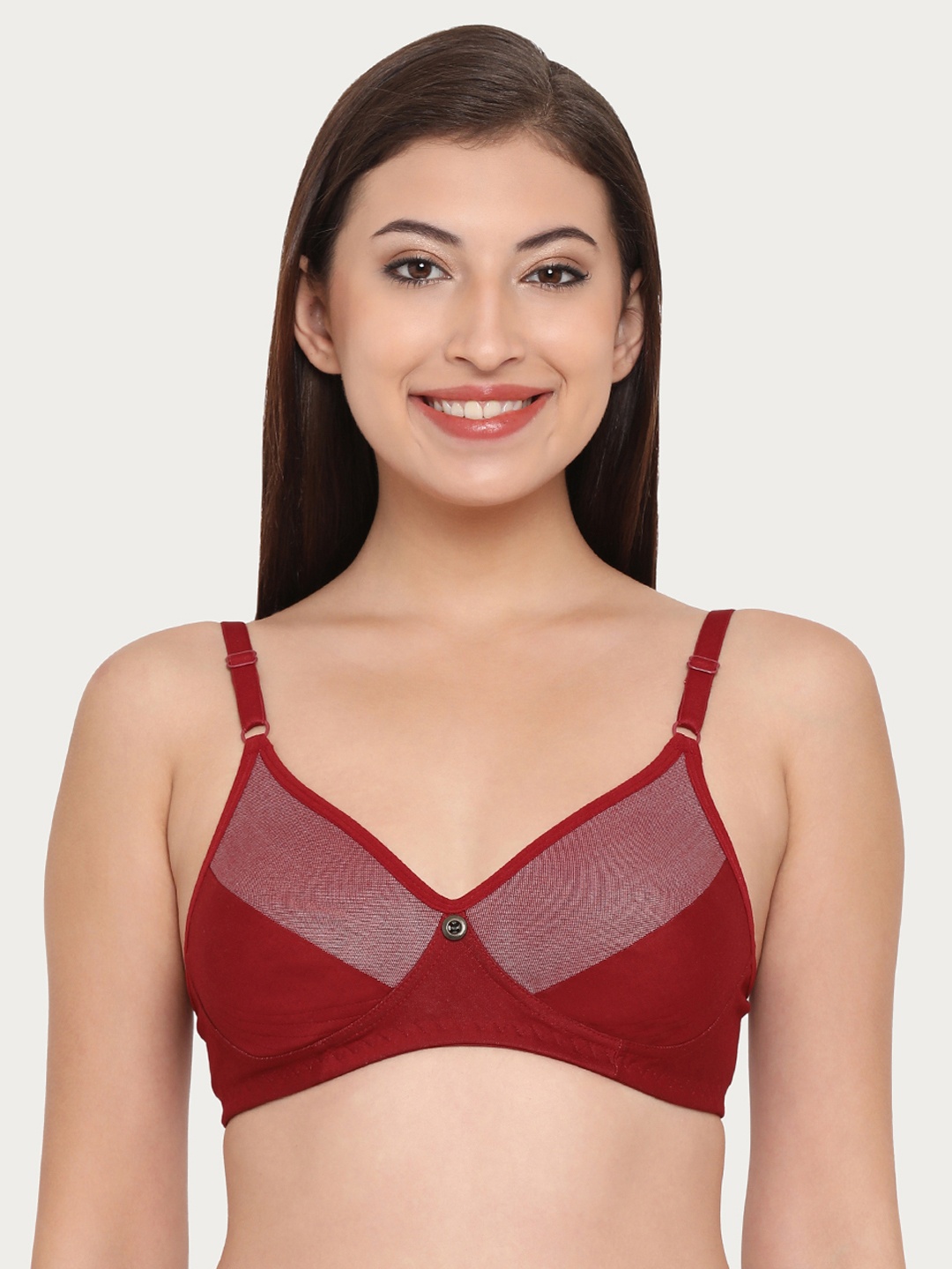 

Clovia Cotton Rich Non-Padded Non-Wired T-Shirt Bra, Maroon