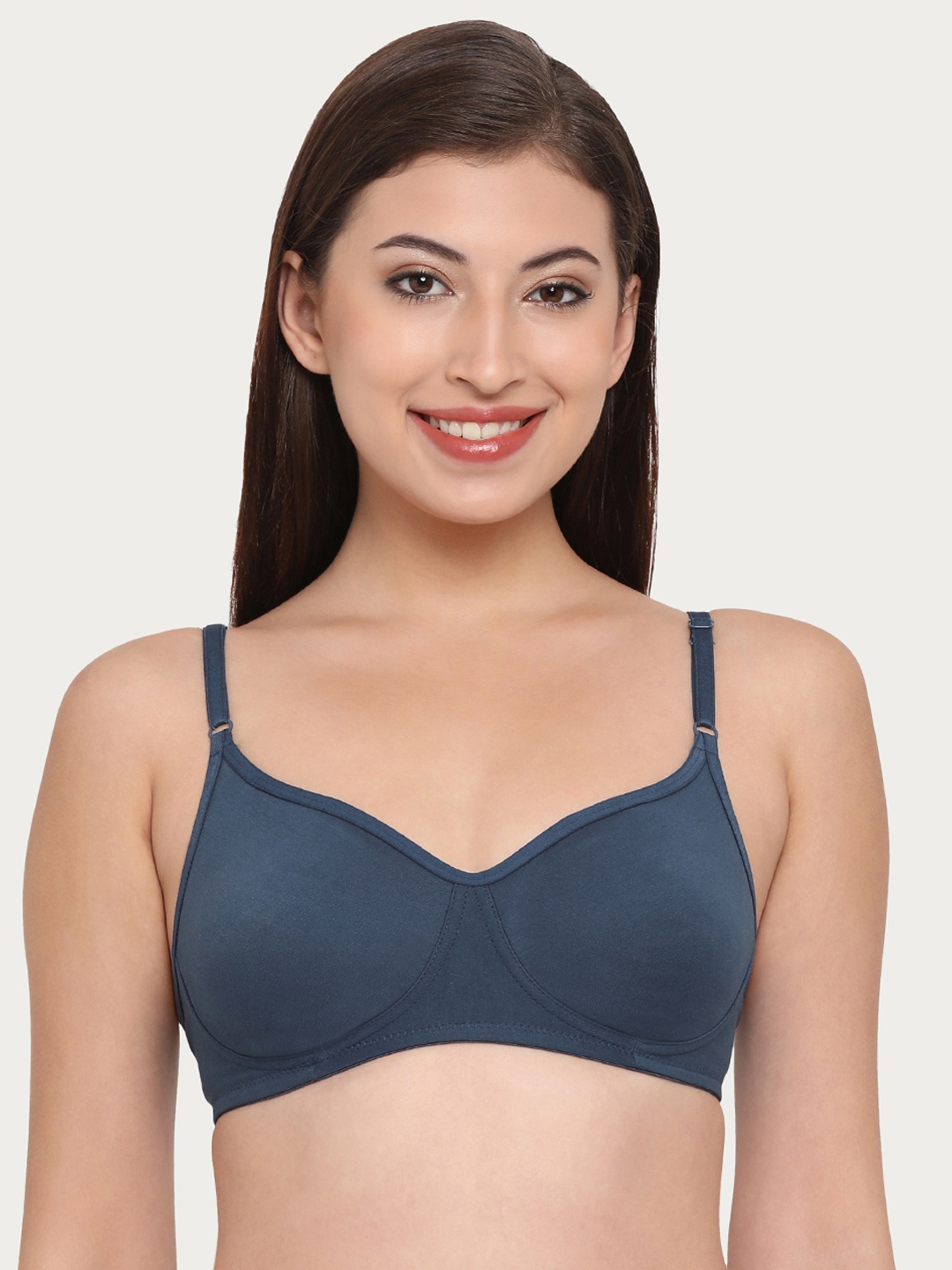 

Clovia Women Navy Blue Solid Non-Wired Non Padded T-Shirt Bra BR0184P0840C