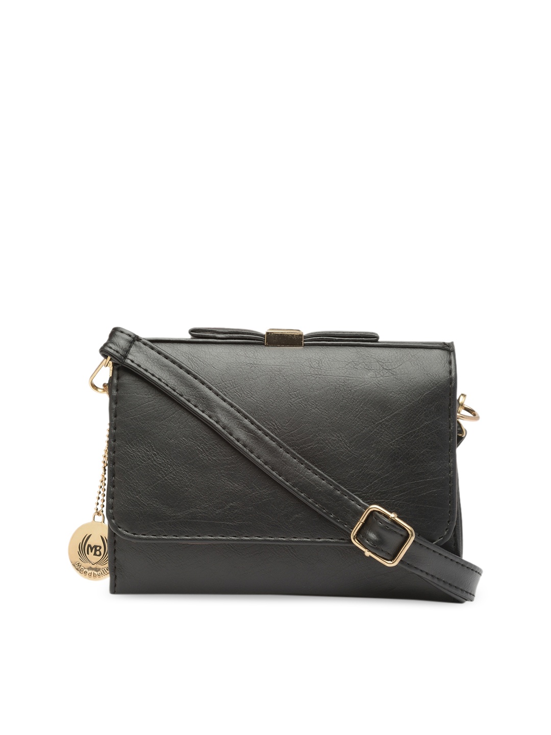 

Moedbuille Women Black Textured Sling Bag