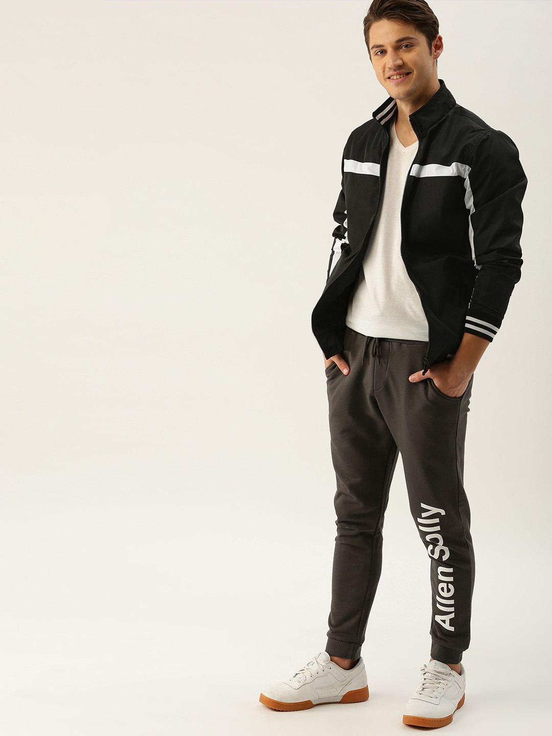 

Allen Solly Sport Men Black Solid Bomber