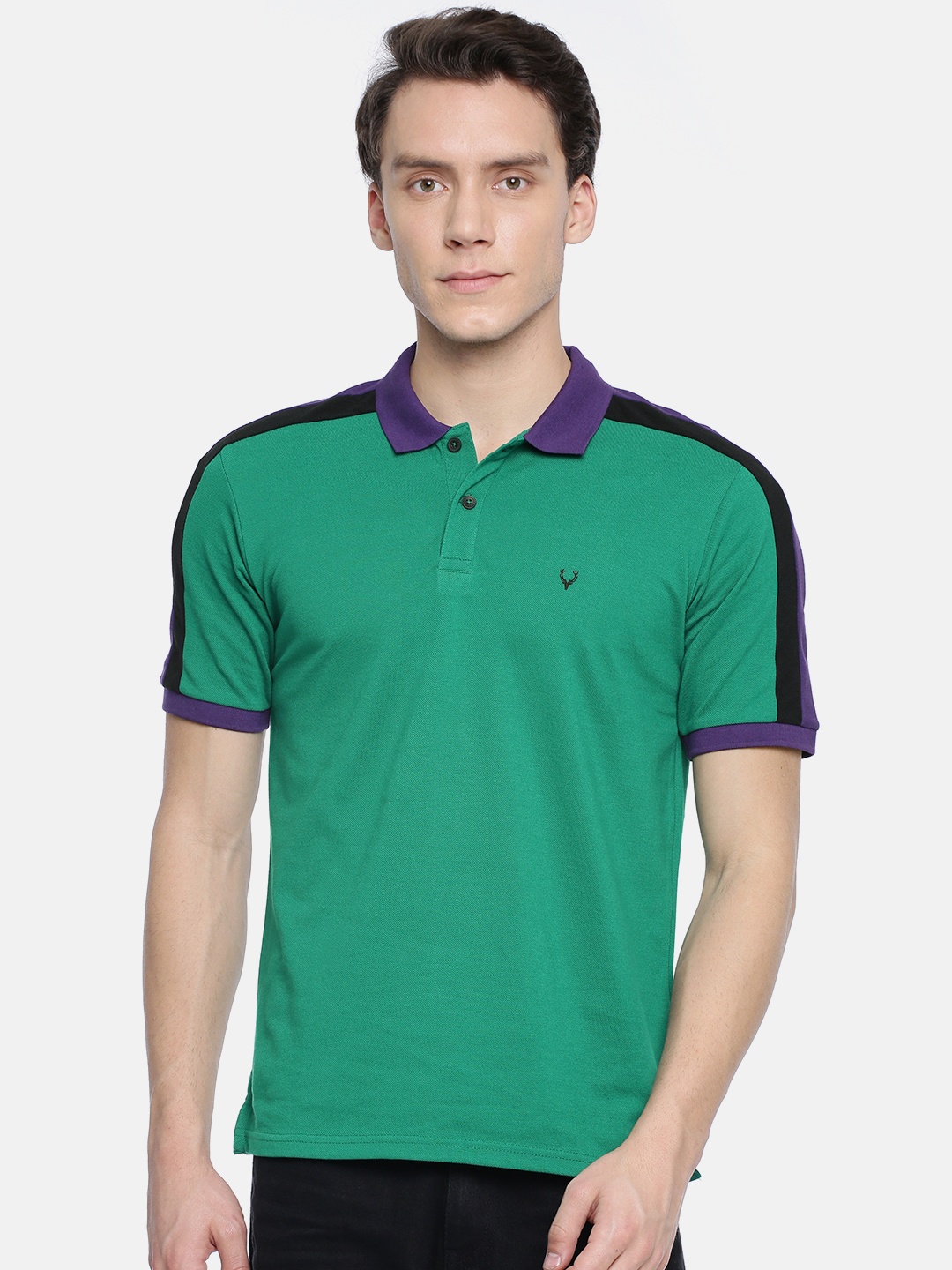 

Allen Solly Sport Men Green Solid Polo T-shirt