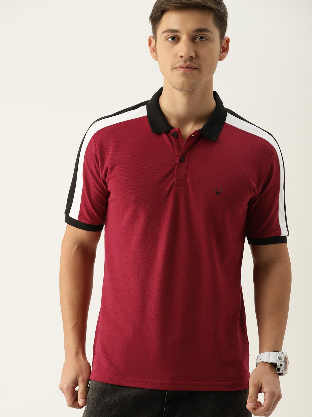 

Allen Solly Sport Men Maroon Solid Polo Collar T-shirt